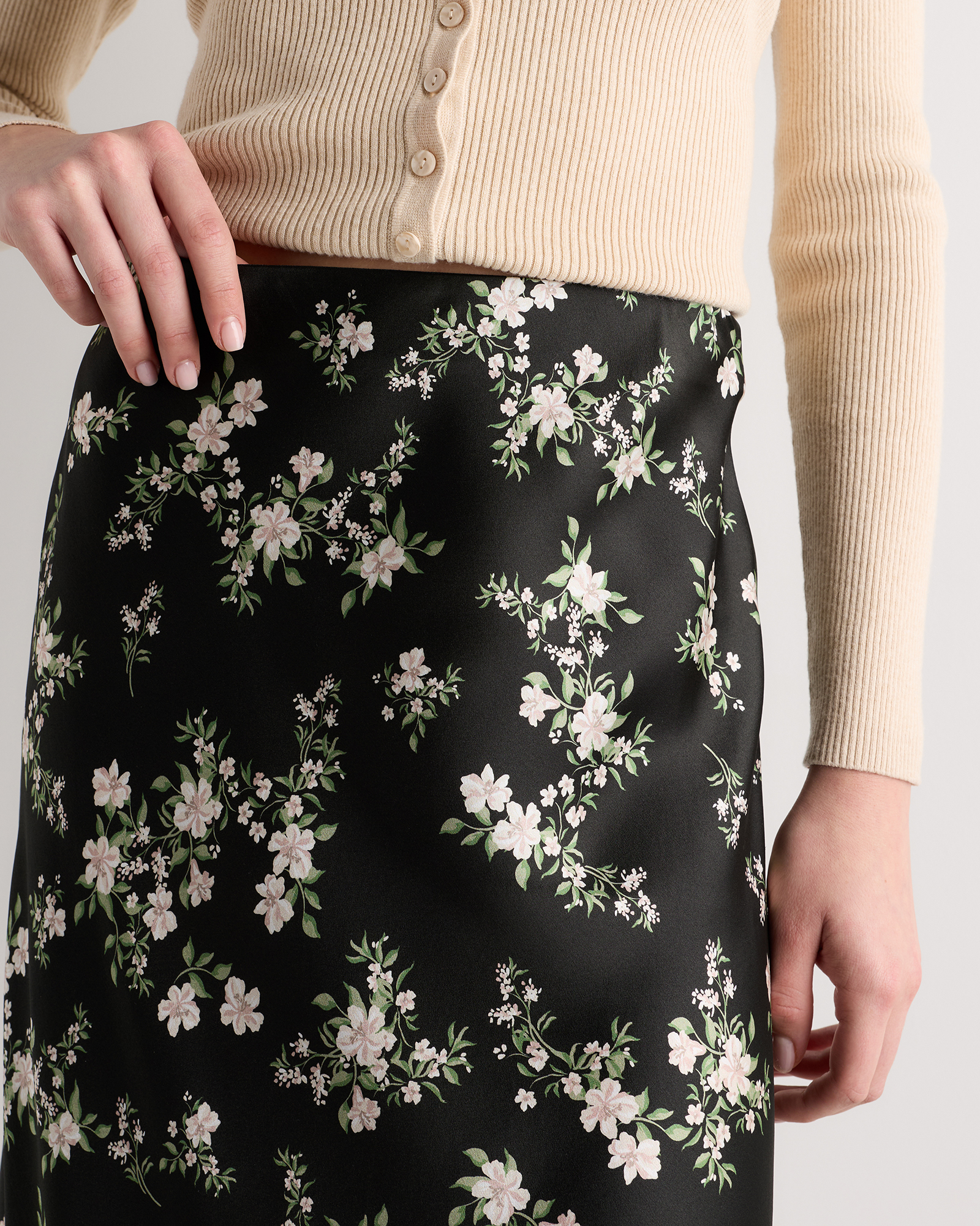 forest-green 100% Washable Silk Skirt — Image 21