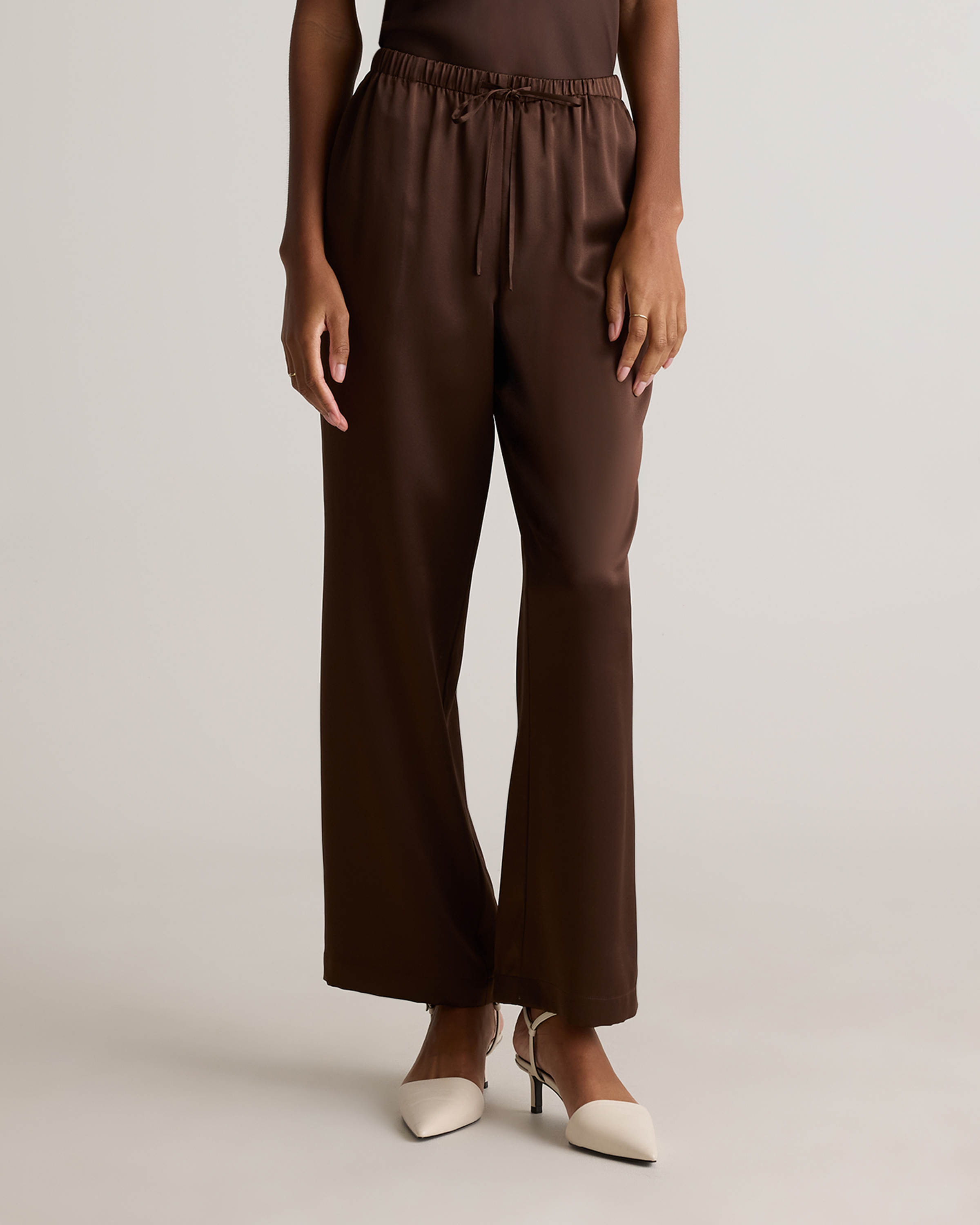 100% Washable Silk Drawstring Wide Leg Pants — Image 54