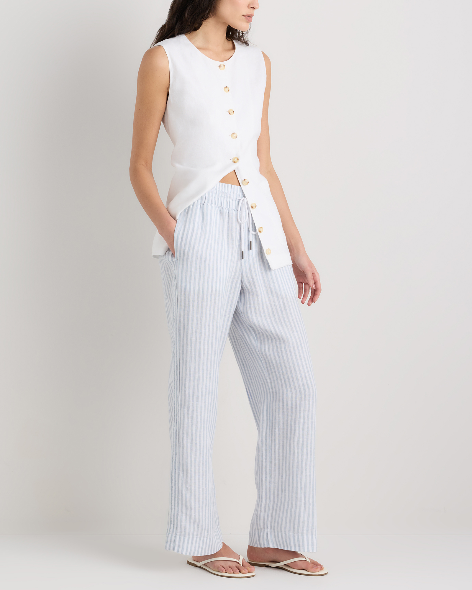100% European Linen Wide Leg Pants — Image 65