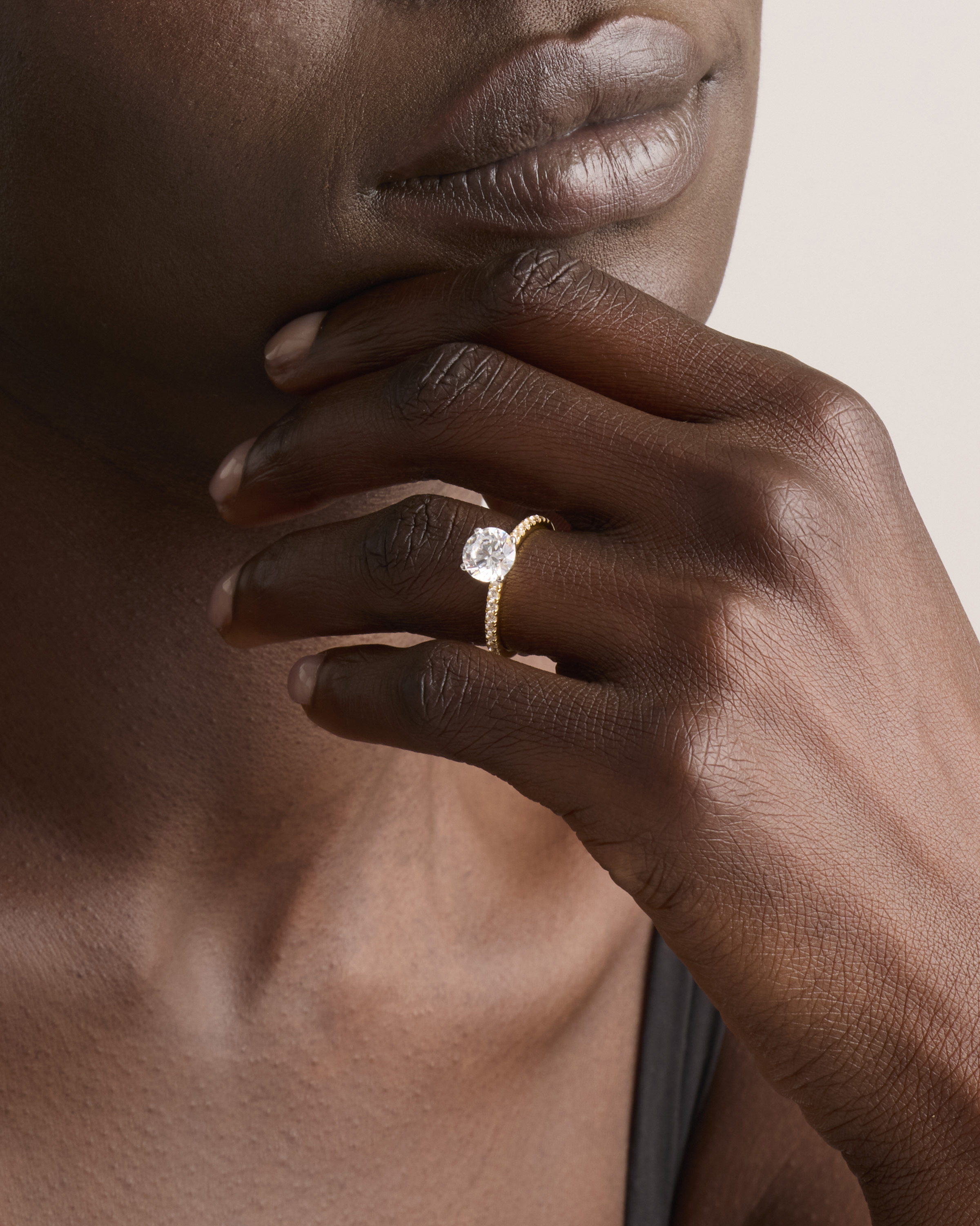 Lab Grown Diamond Round Petite Pave Engagement Ring - 1.50ct — Image 3