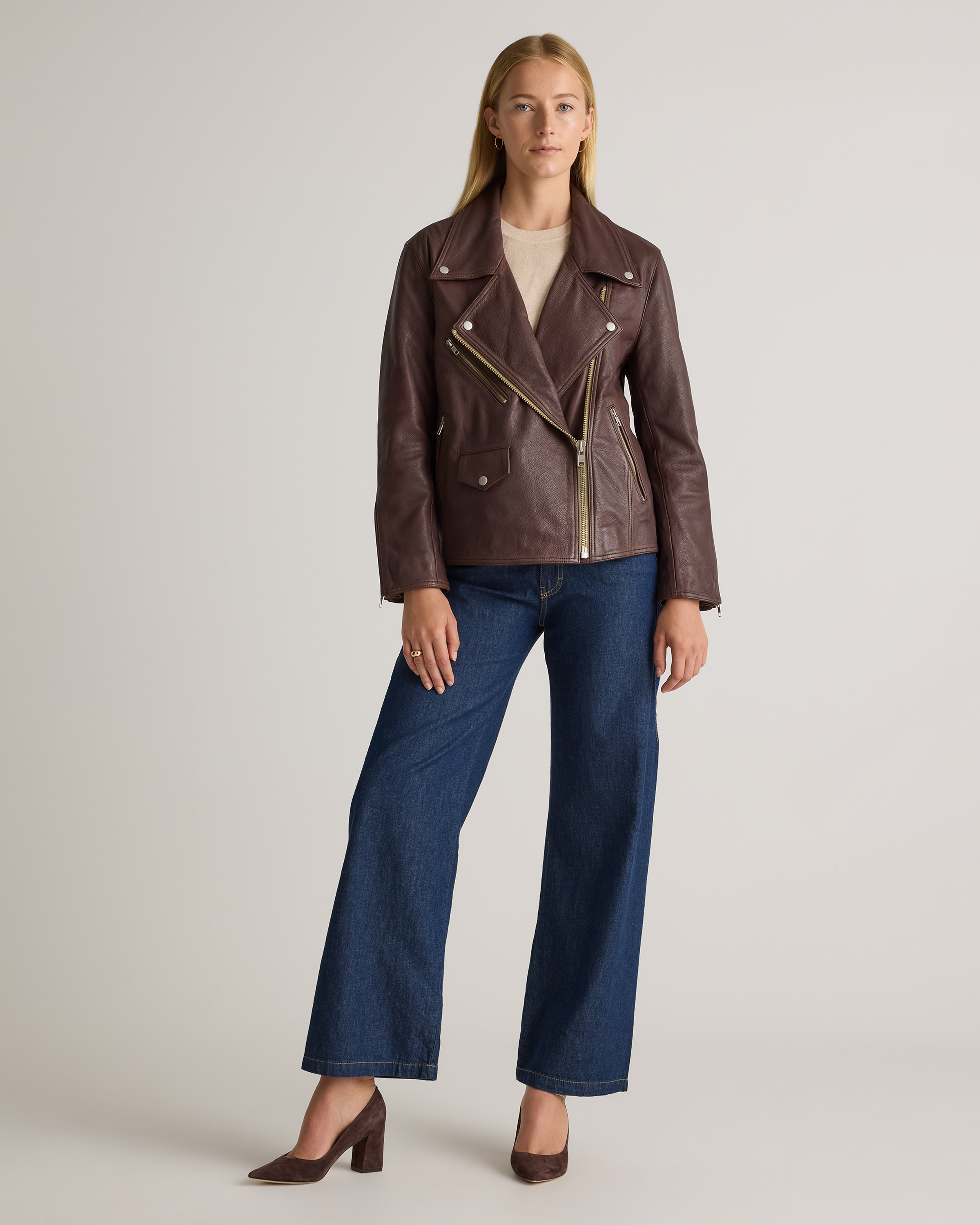100% Leather Oversized Biker Jacket — Image 32