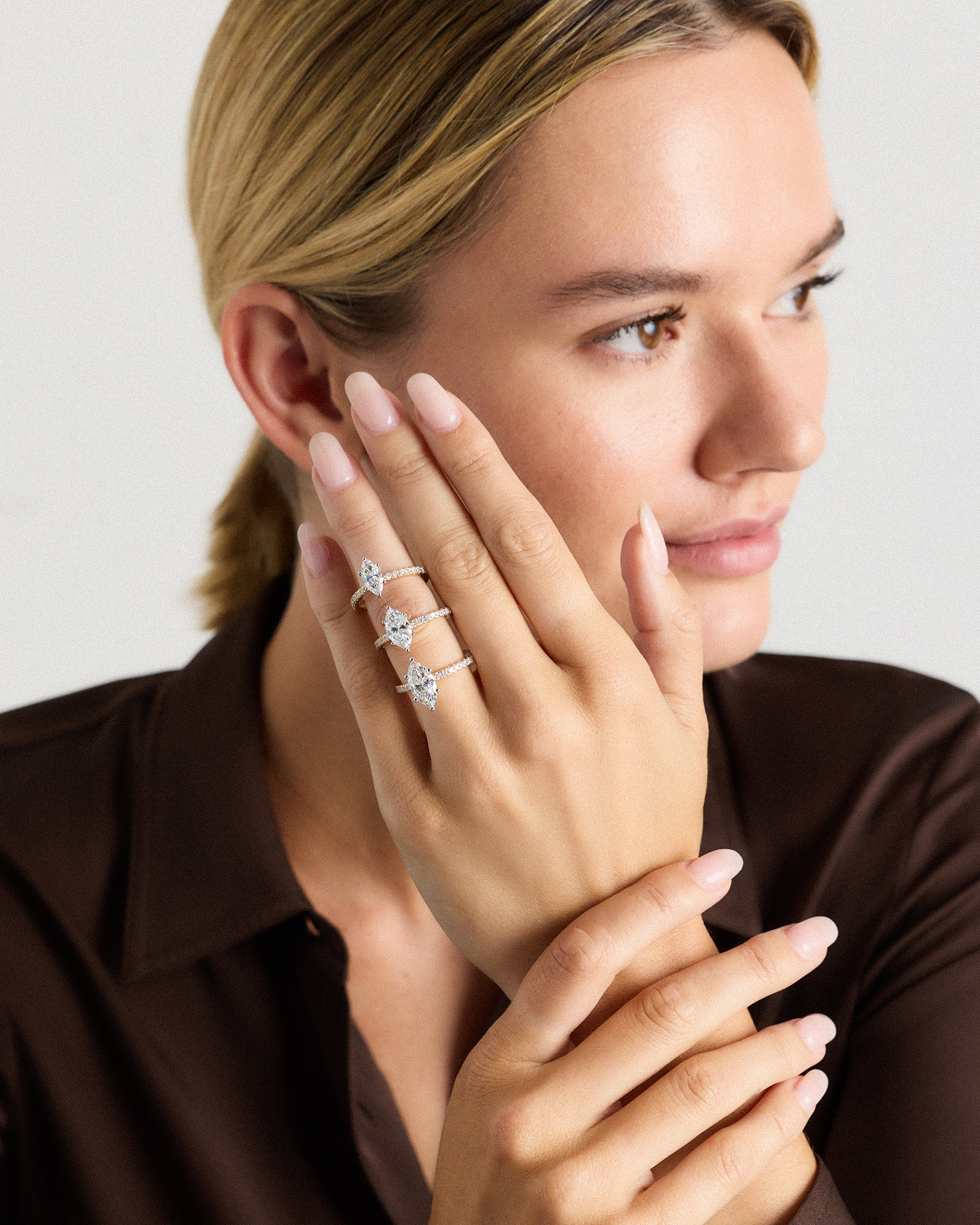 Lab Grown Diamond Marquise Petite Pave Engagement Ring - 1ct — Image 3