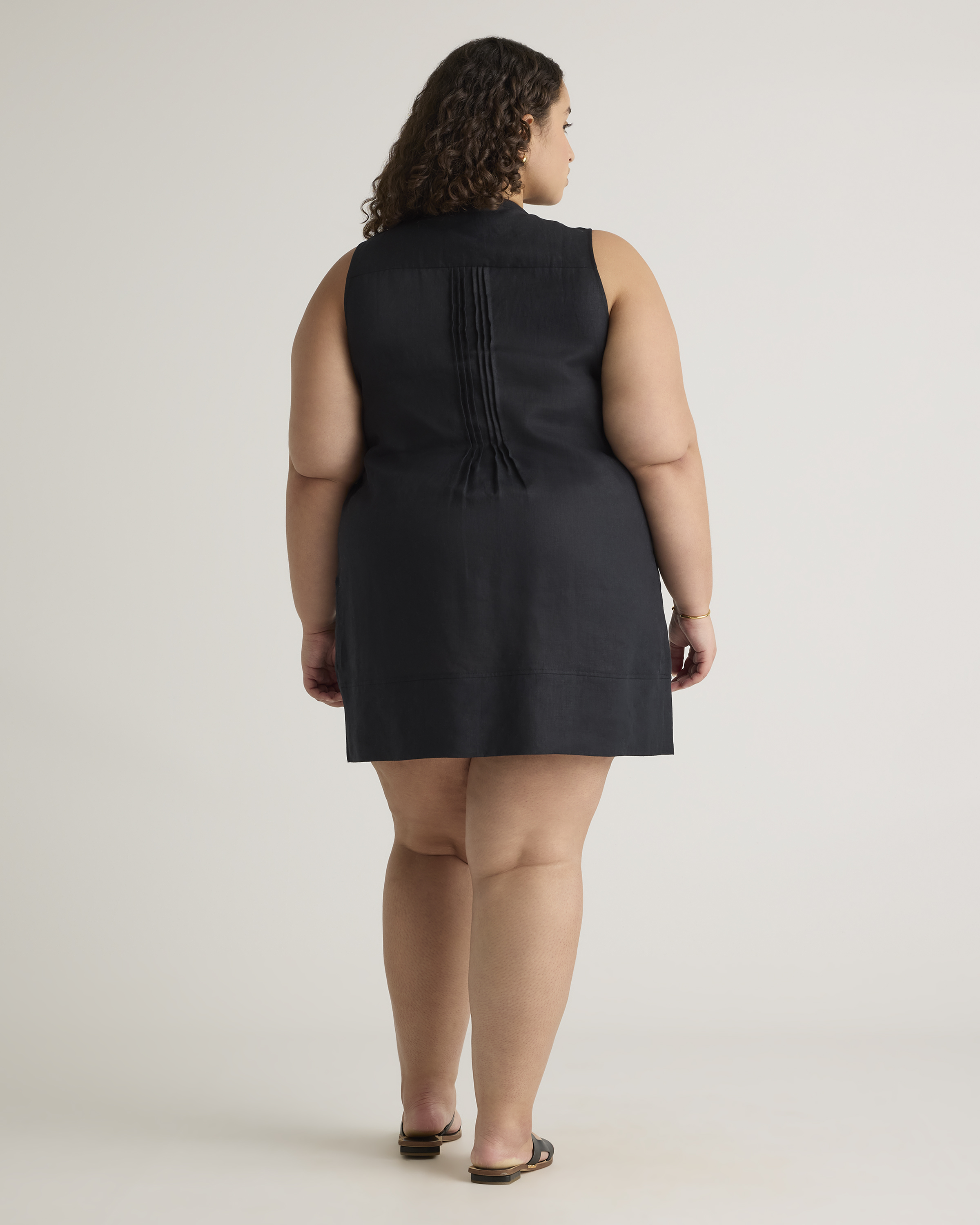 100% European Linen Sleeveless Swing Dress — Image 27