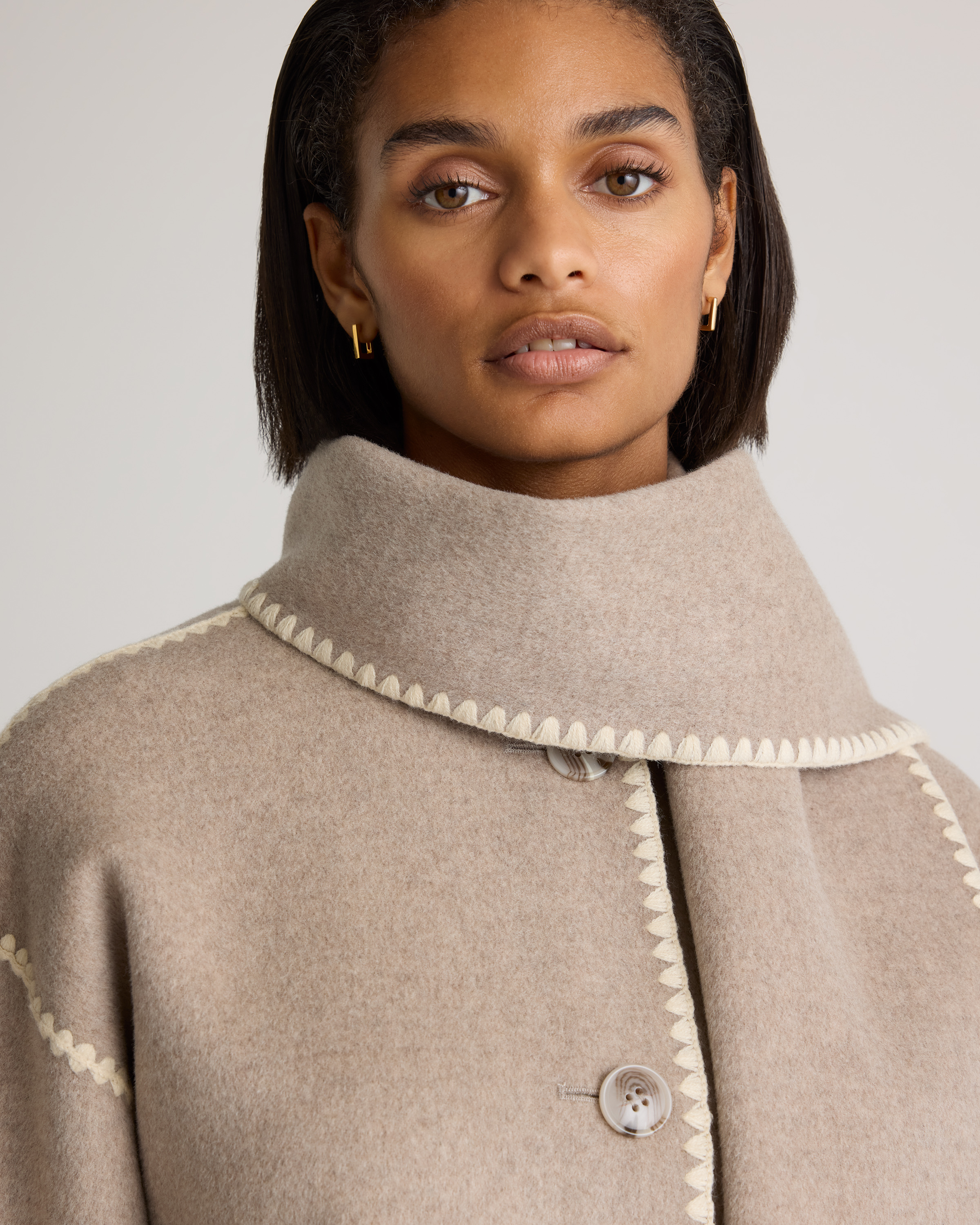 Double-Faced Merino Wool Scarf Coat — Image 4