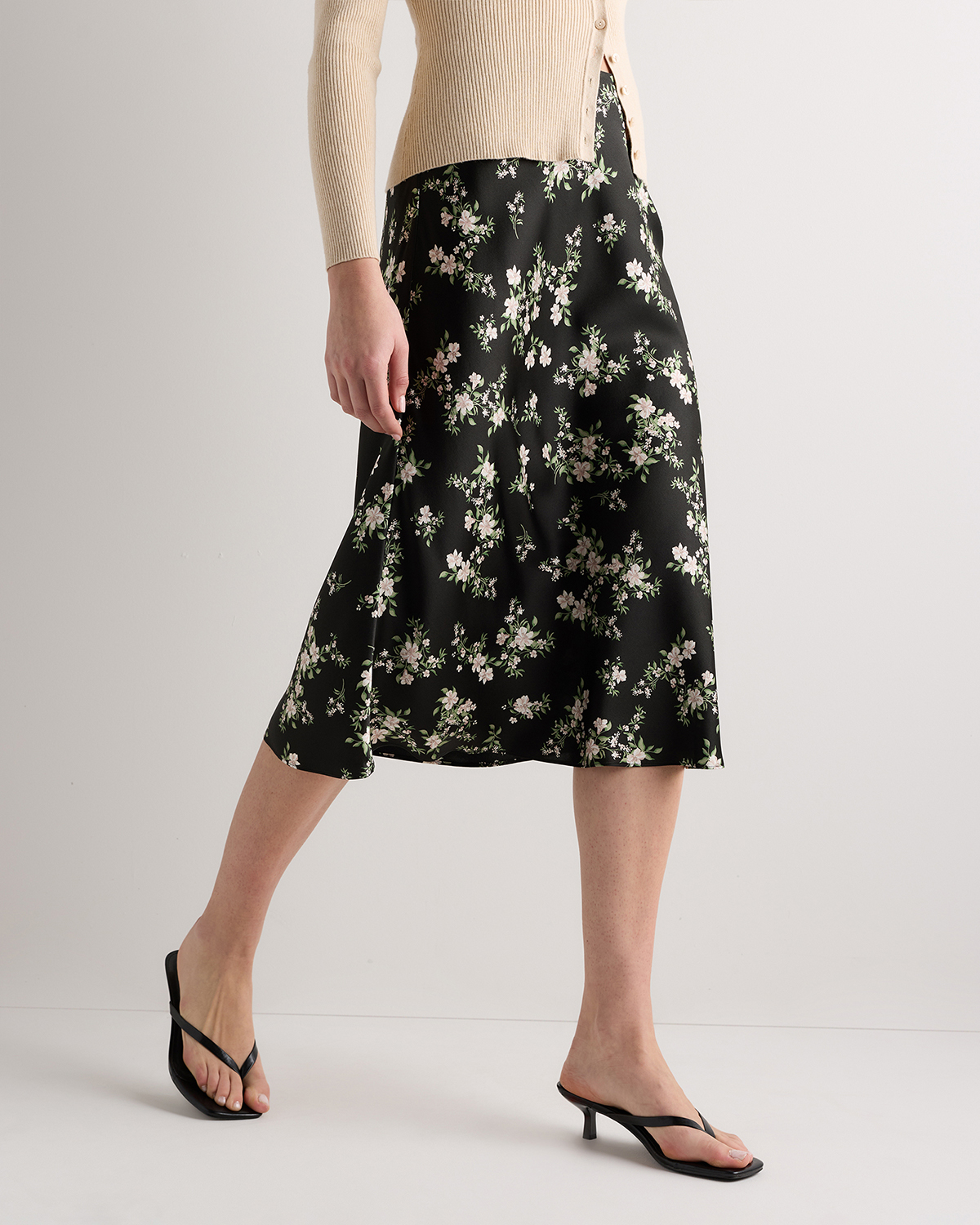 forest-green 100% Washable Silk Skirt — Image 94