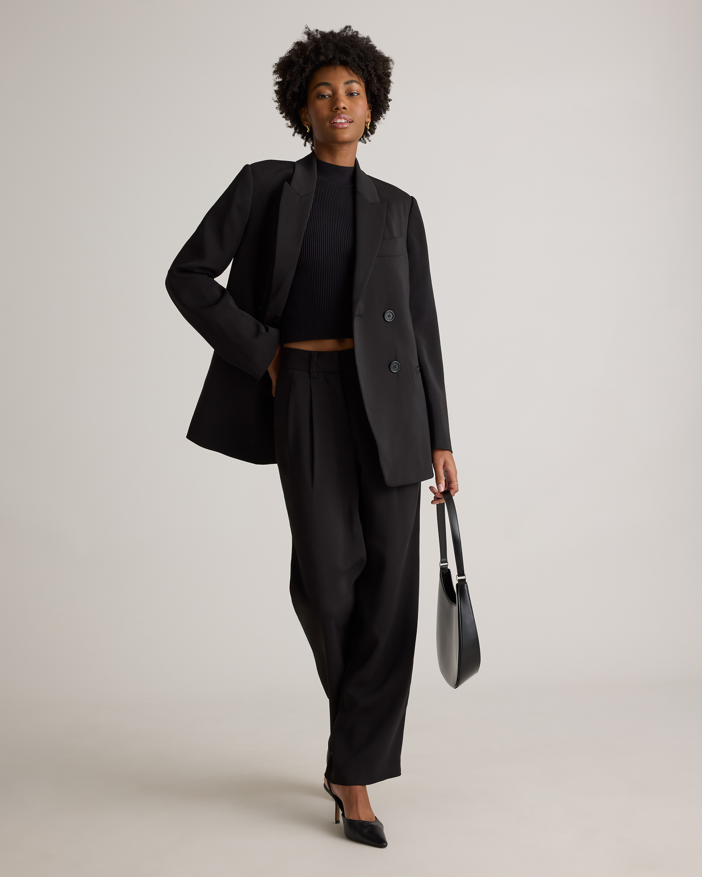 Stretch Crepe Relaxed Double-Breasted Blazer — Image 29
