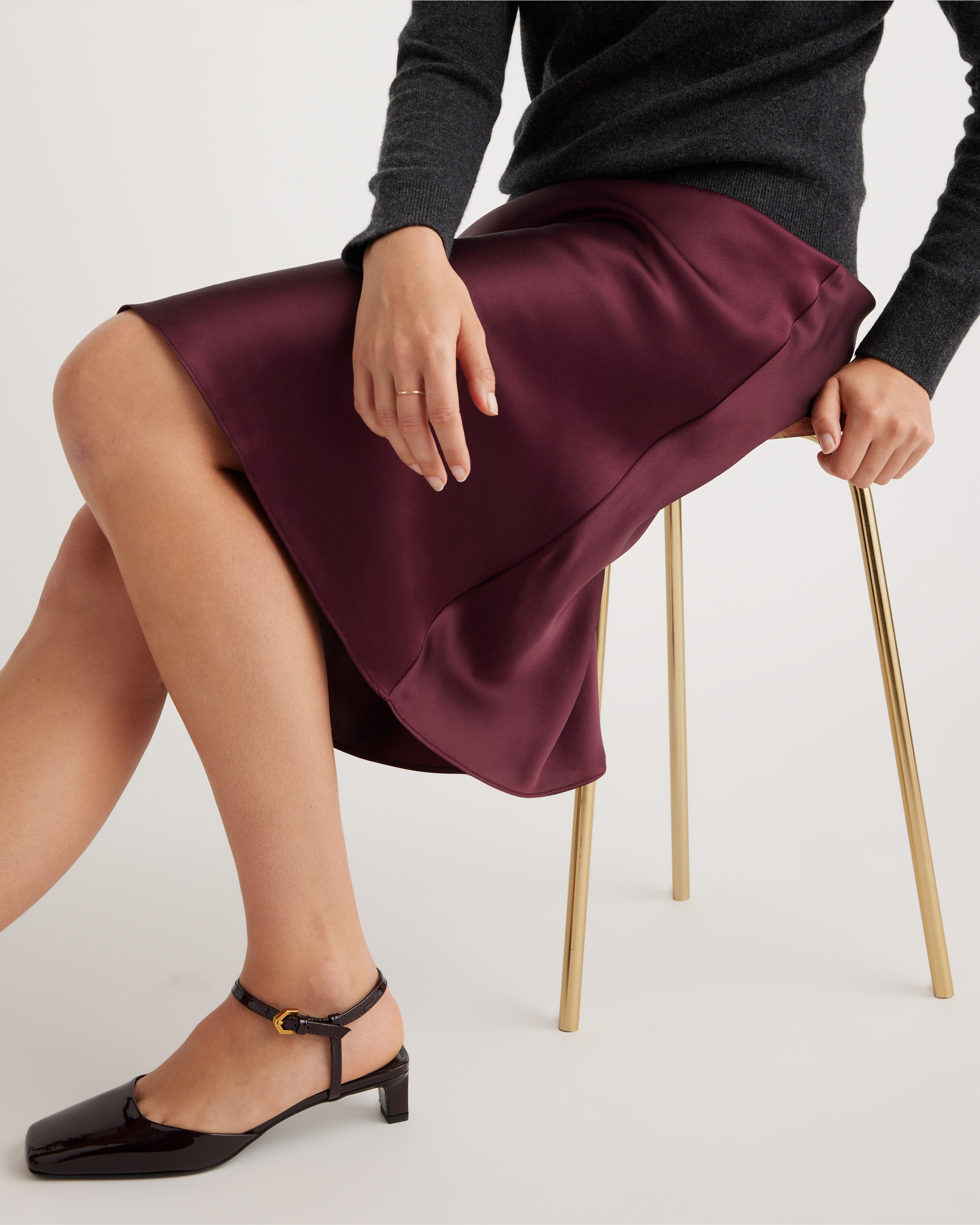 forest-green 100% Washable Silk Skirt — Image 24
