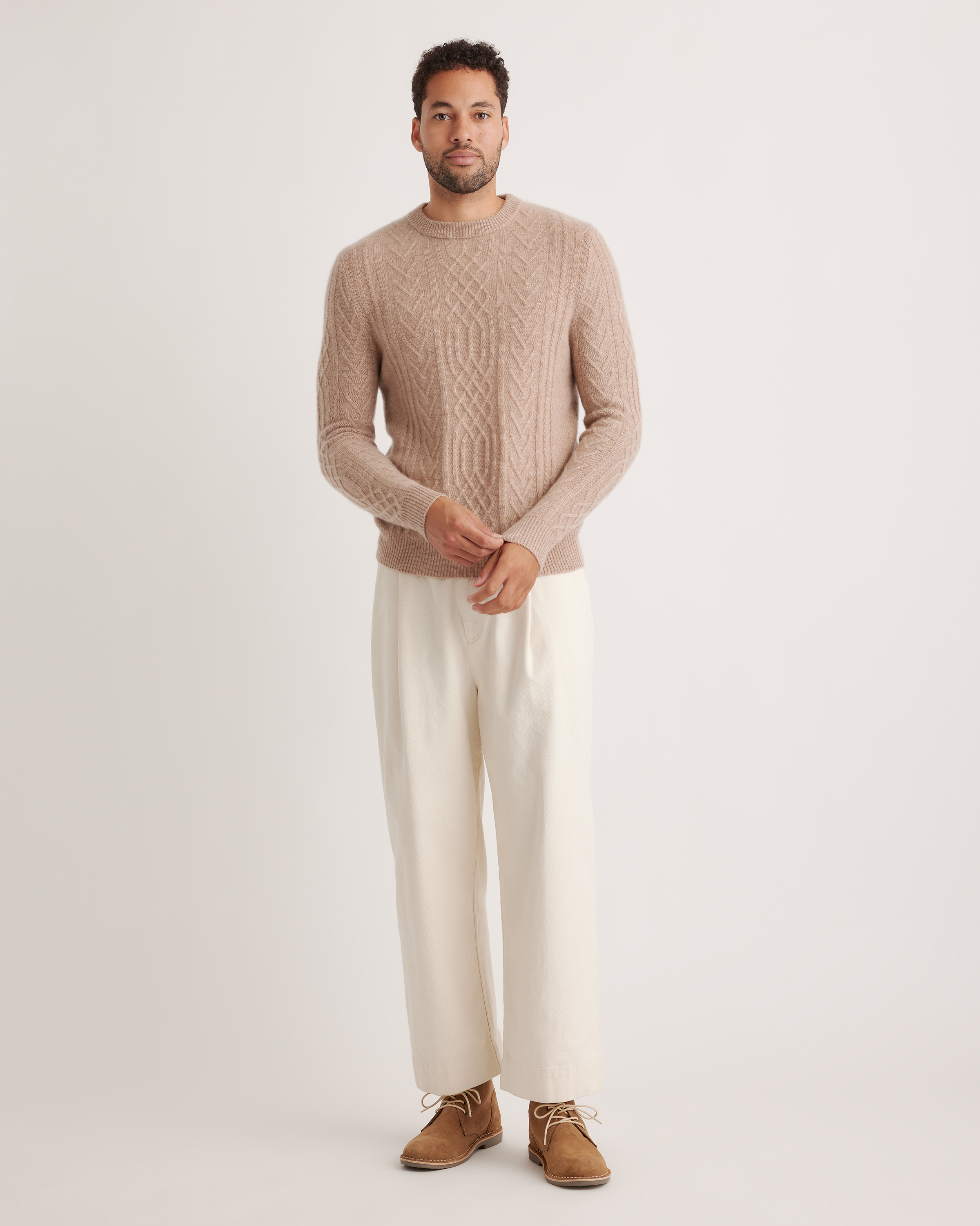 Mongolian Spring Cashmere Cable Crewneck Sweater — Image 7
