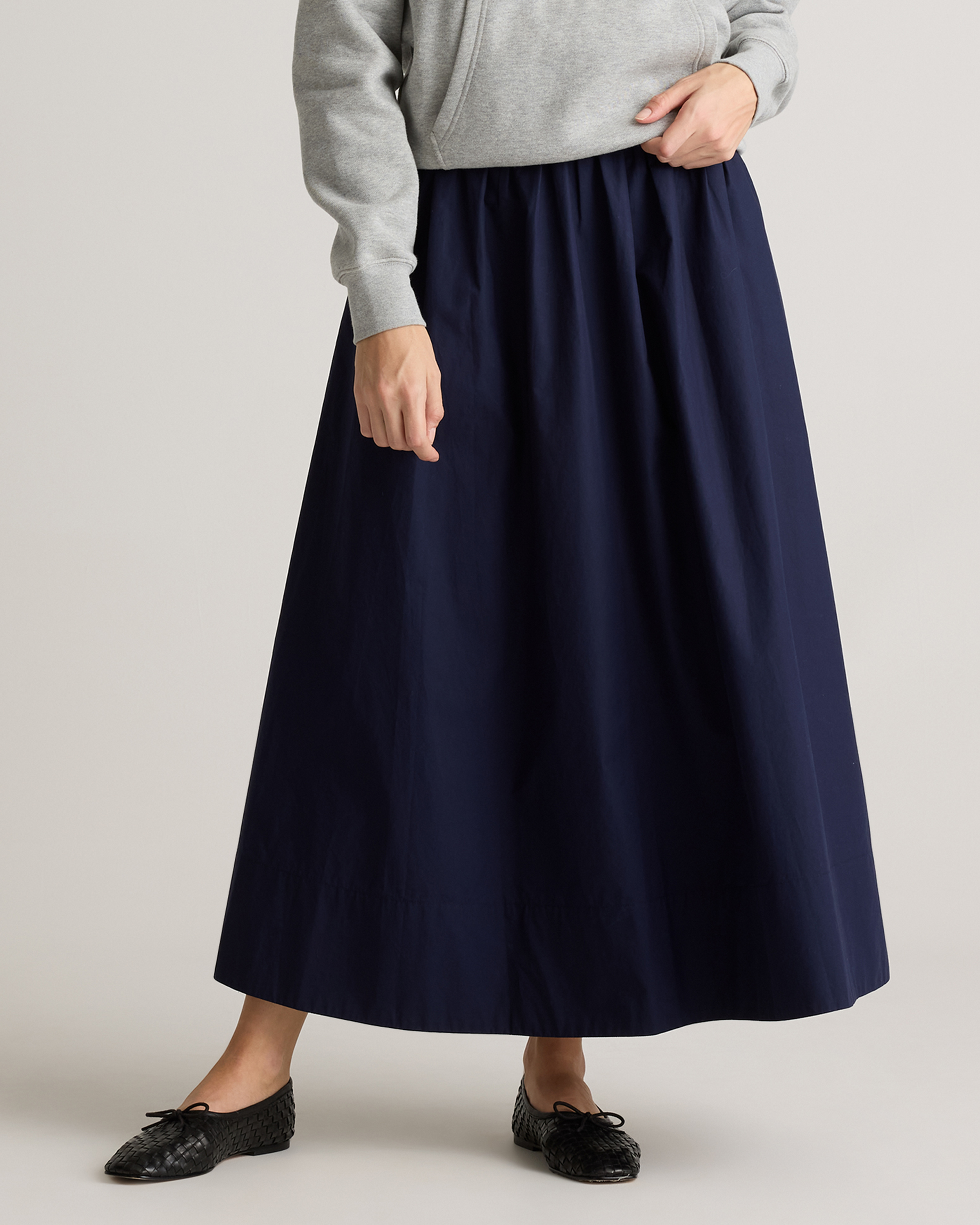 100% Organic Cotton Poplin A-line Maxi Skirt — Image 18