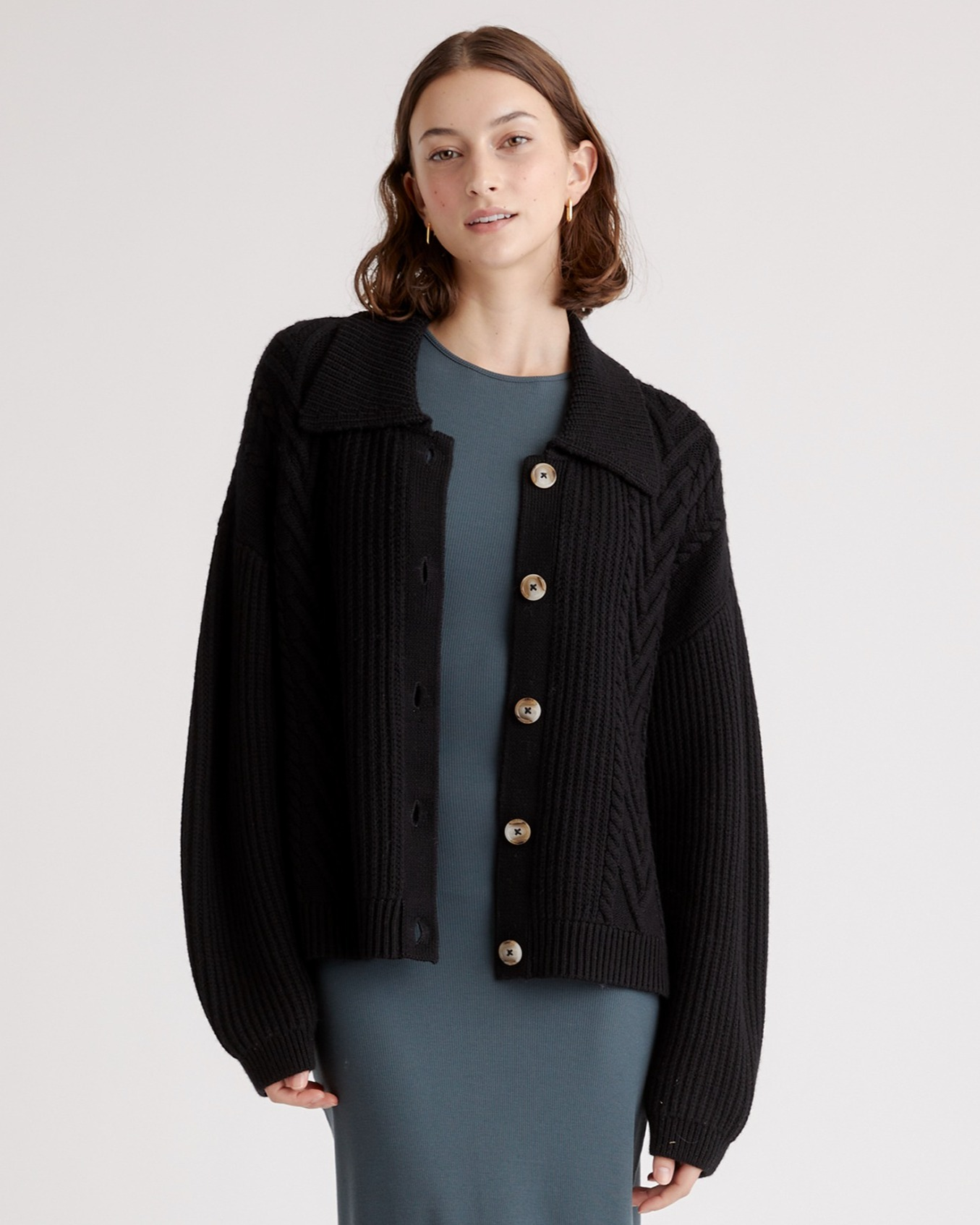 Australian Merino Wool Collared Cable Cardigan — Image 32
