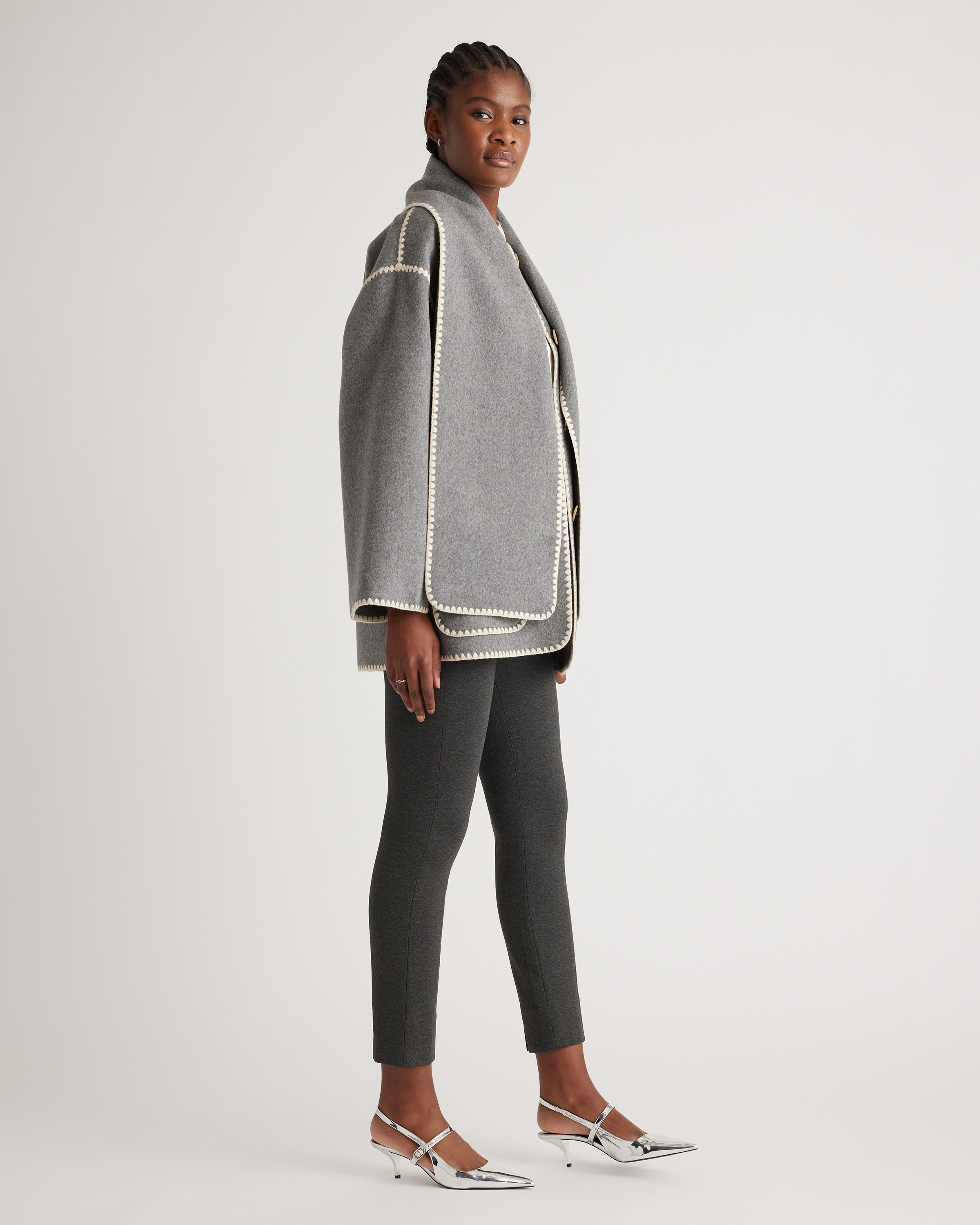 Double-Faced Merino Wool Scarf Coat — Image 19