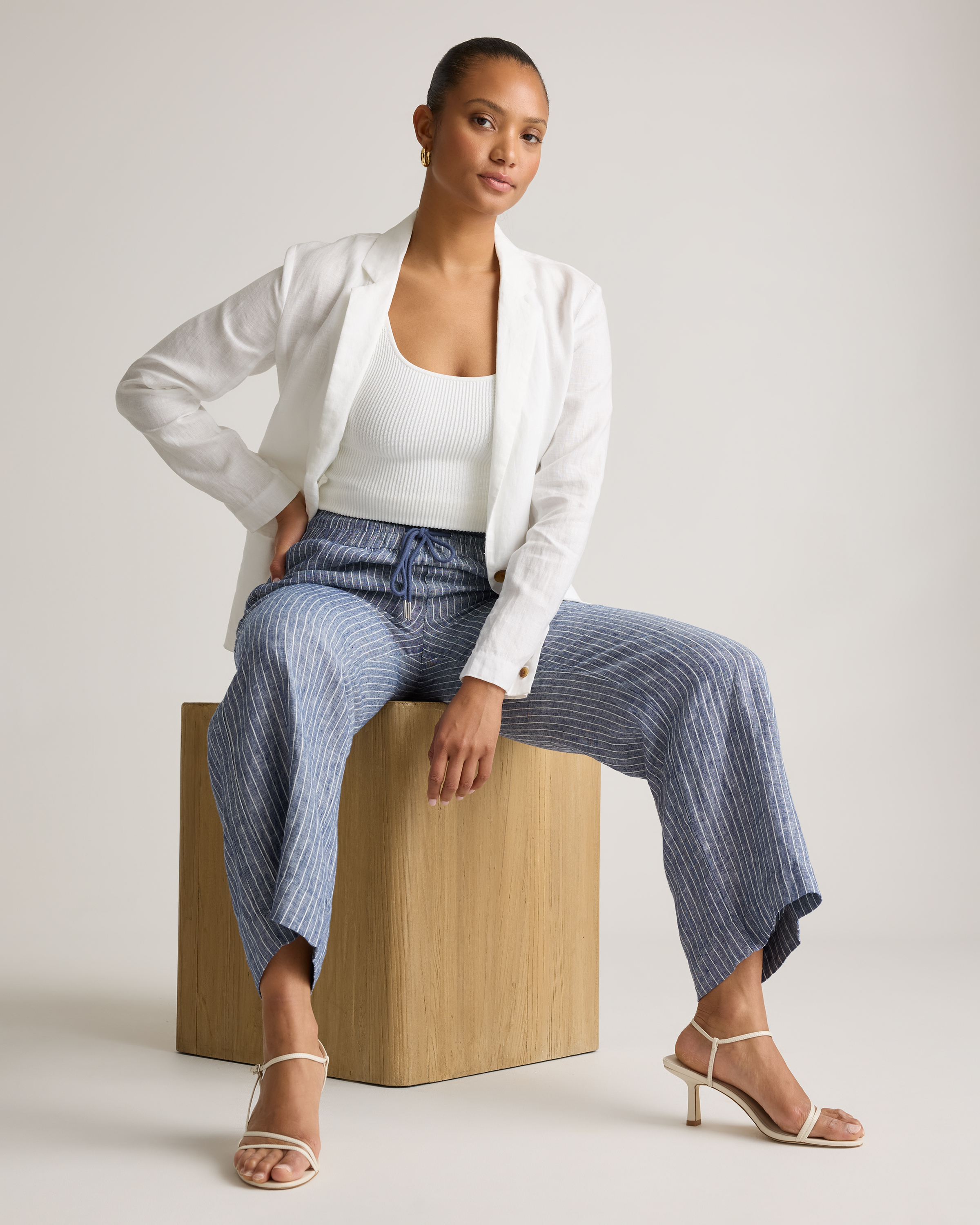 100% European Linen Wide Leg Pants — Image 29