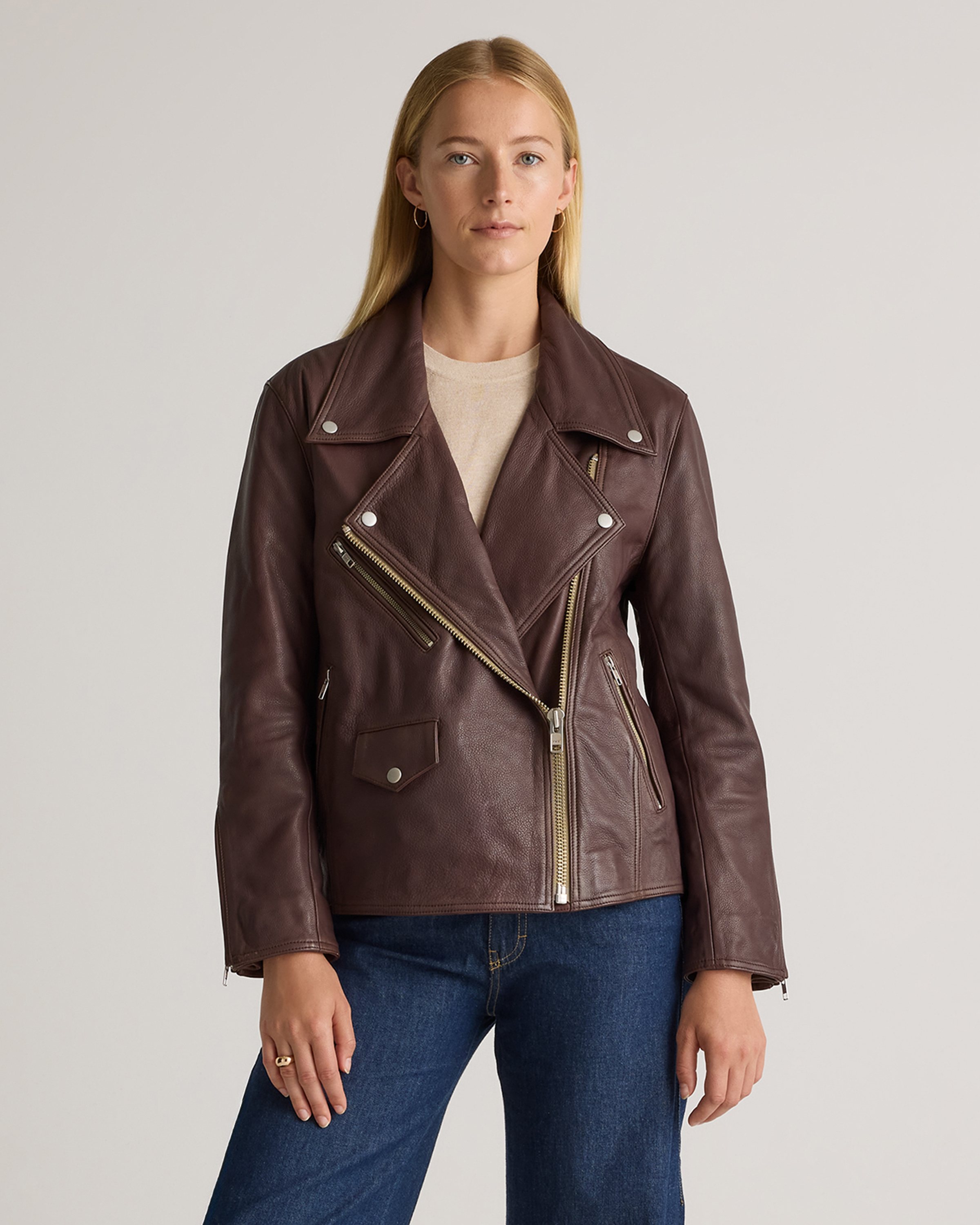 100% Leather Oversized Biker Jacket — Image 26
