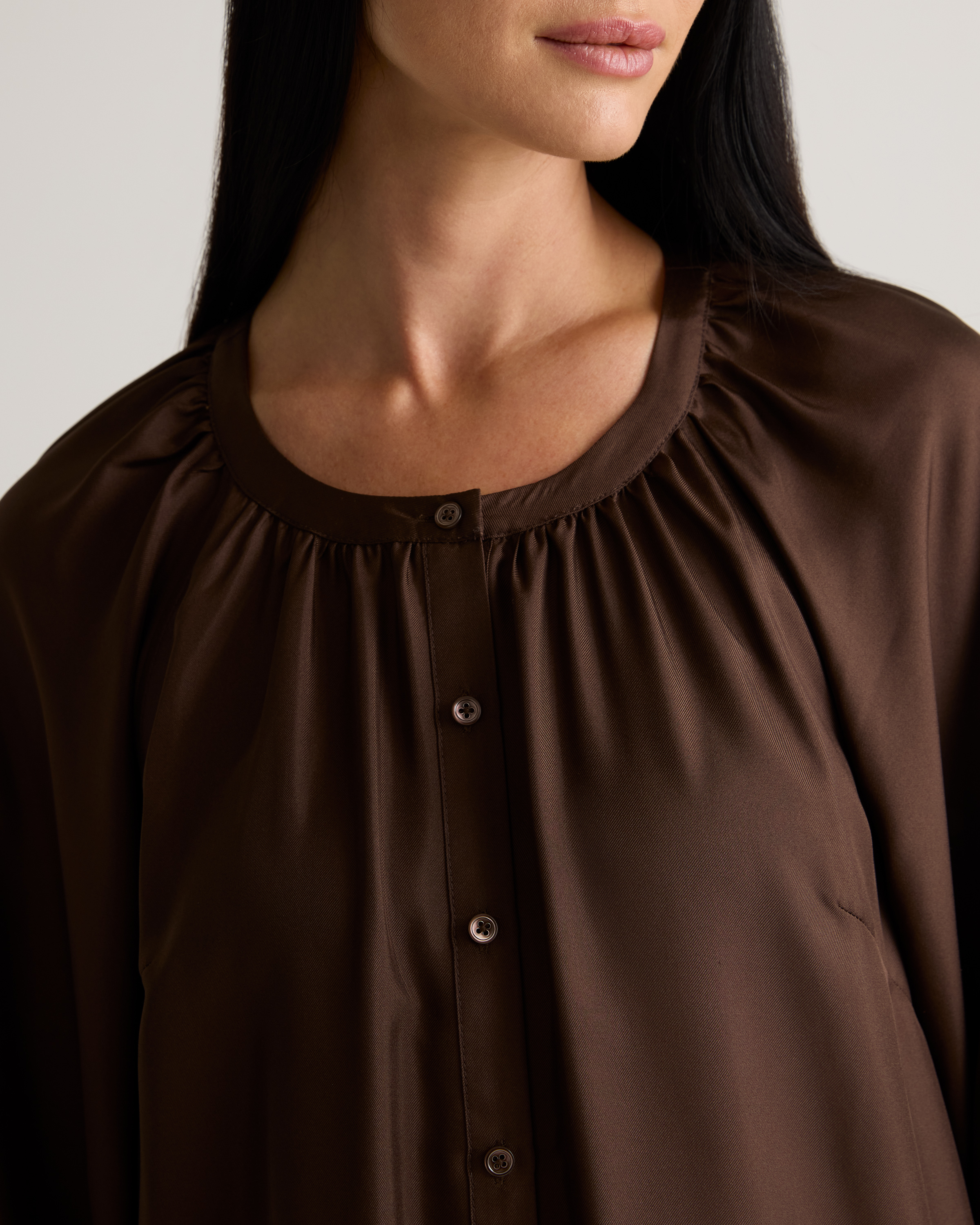 100% Silk Twill Button Front Mini Dress — Image 5