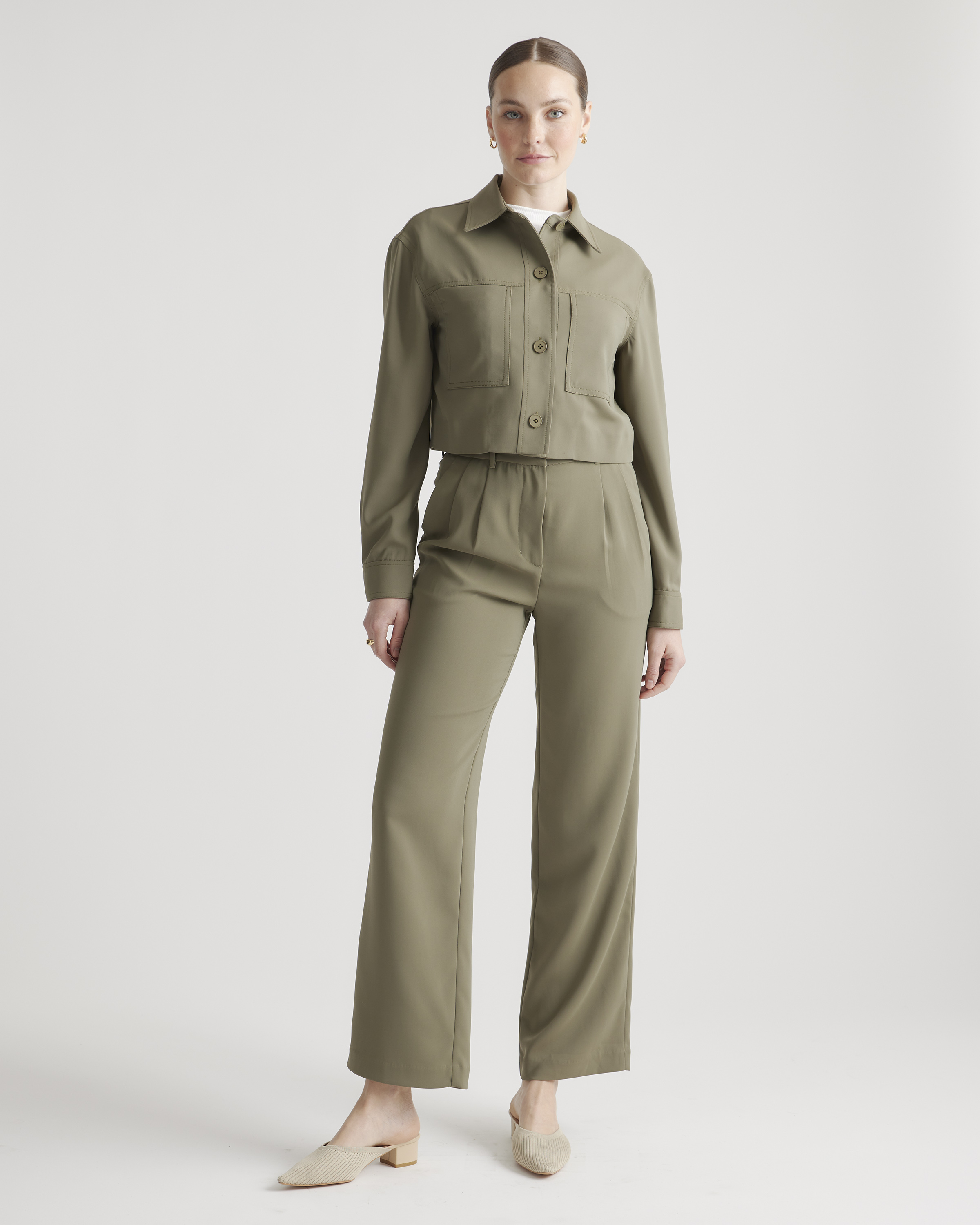 Stretch Crepe Cropped Jacket — Image 18