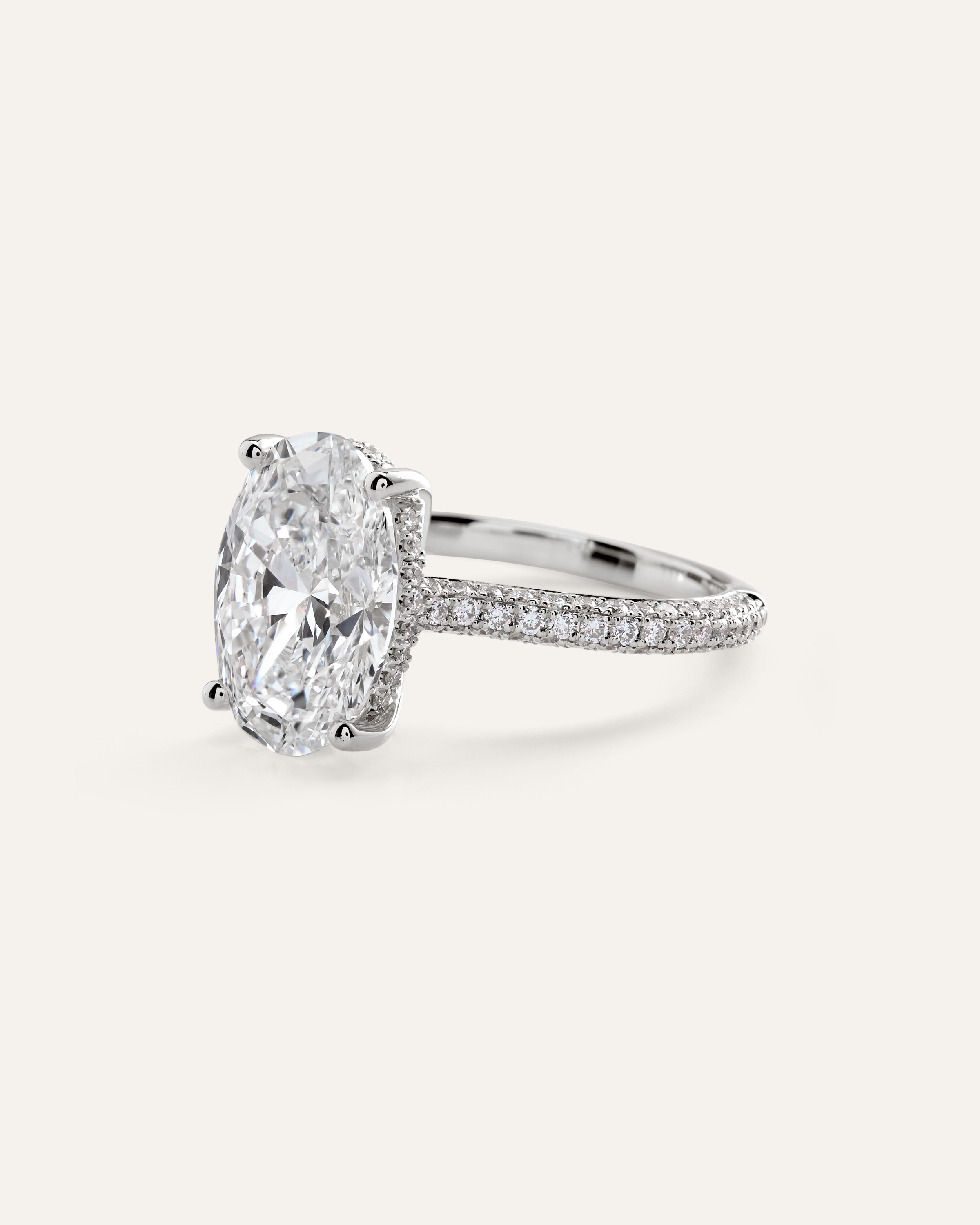 Lab Grown Diamond Oval Pave Cathedral Engagement Ring - 5ct — Image 8