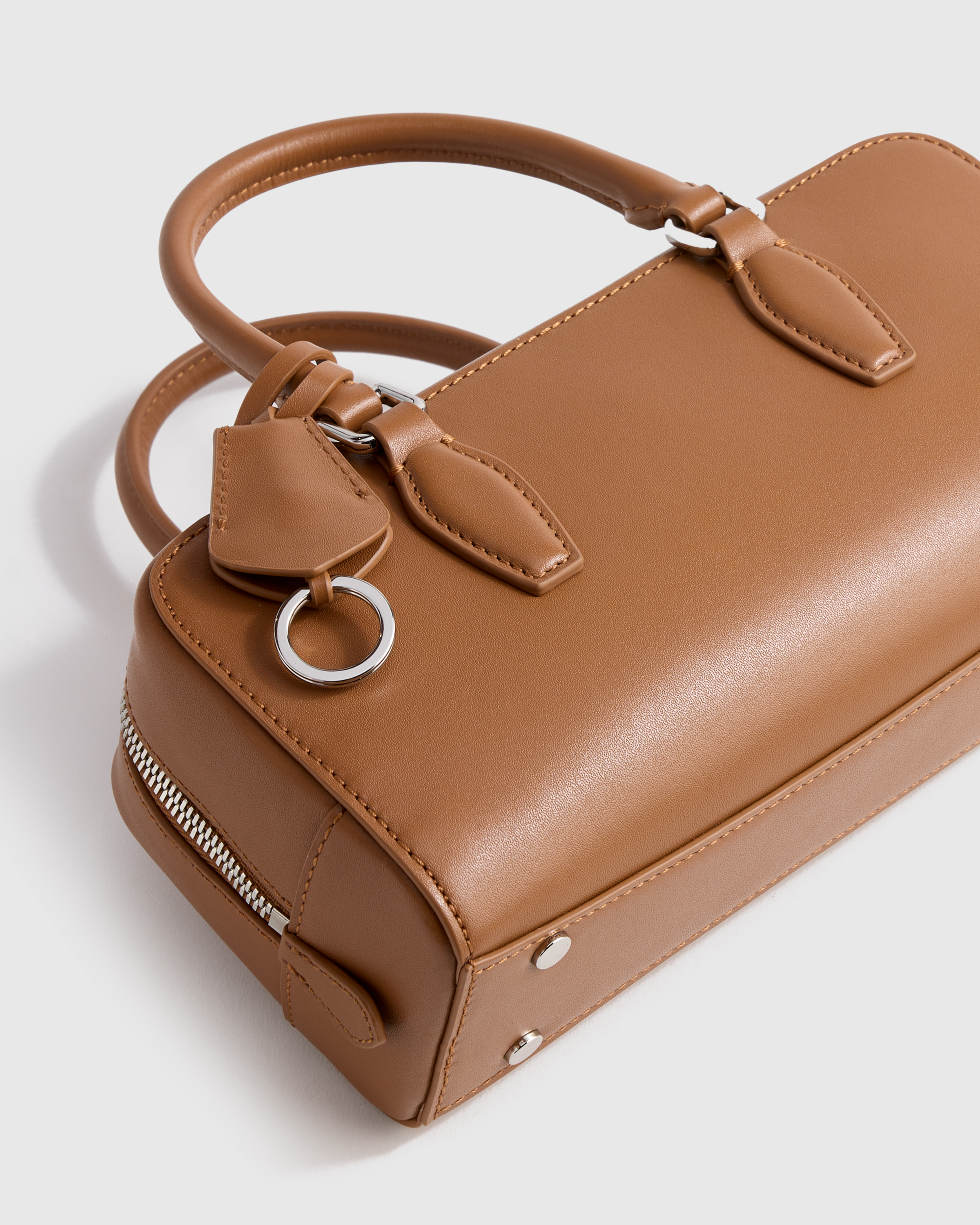 Italian Leather Mini Bowler Crossbody Satchel — Image 3