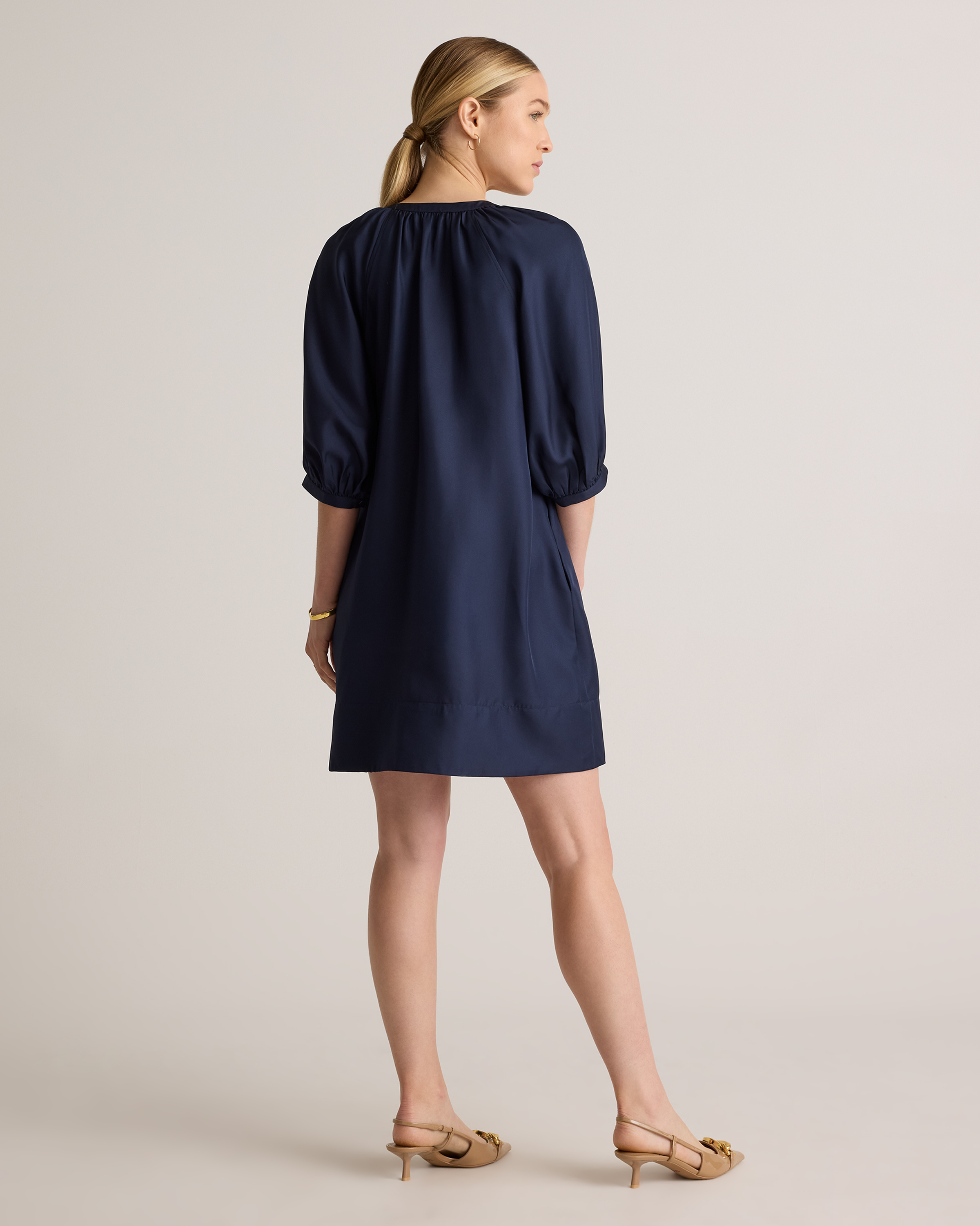 100% Silk Twill Button Front Mini Dress — Image 13