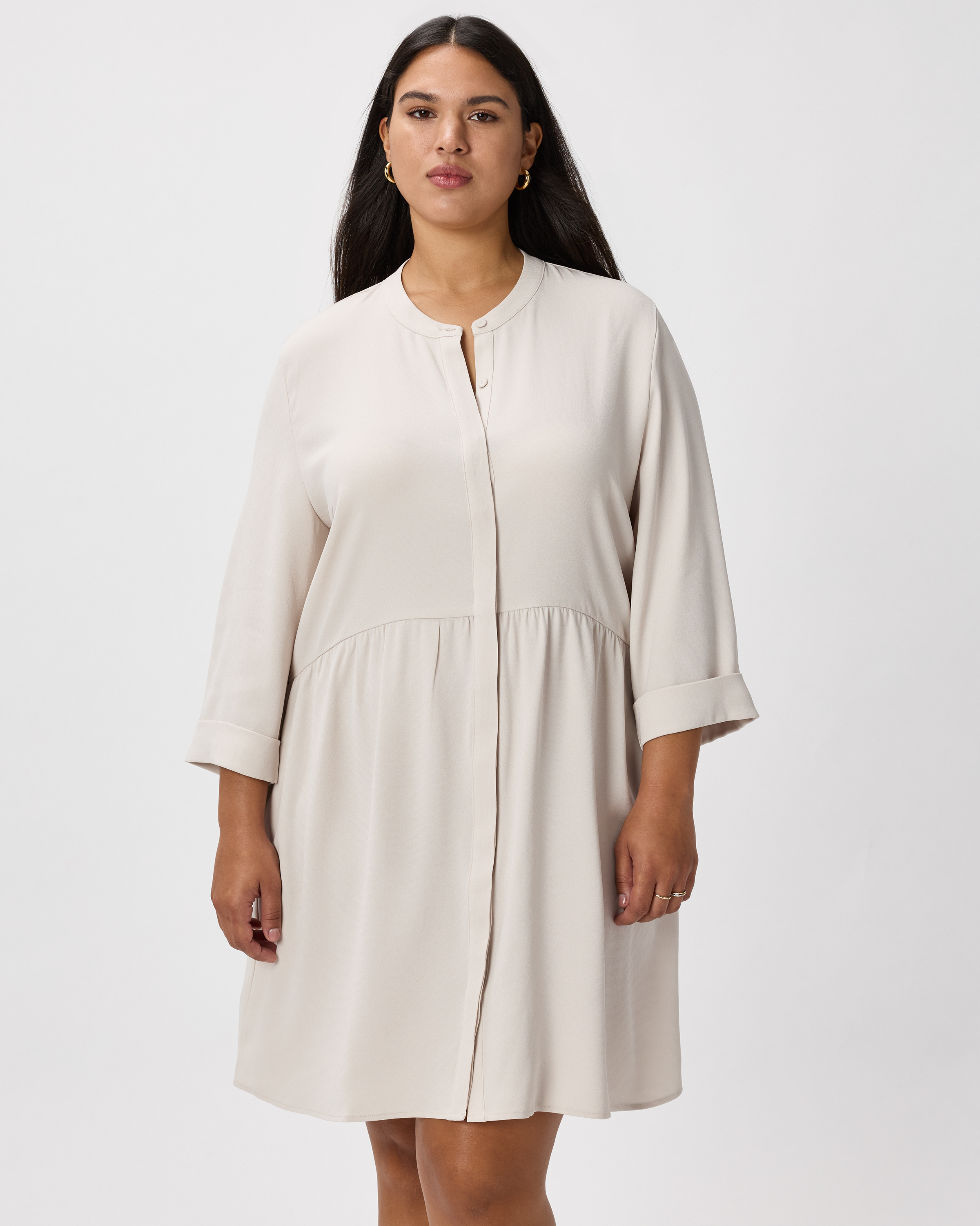 Fluid Crepe Shirt Dress — Image 4