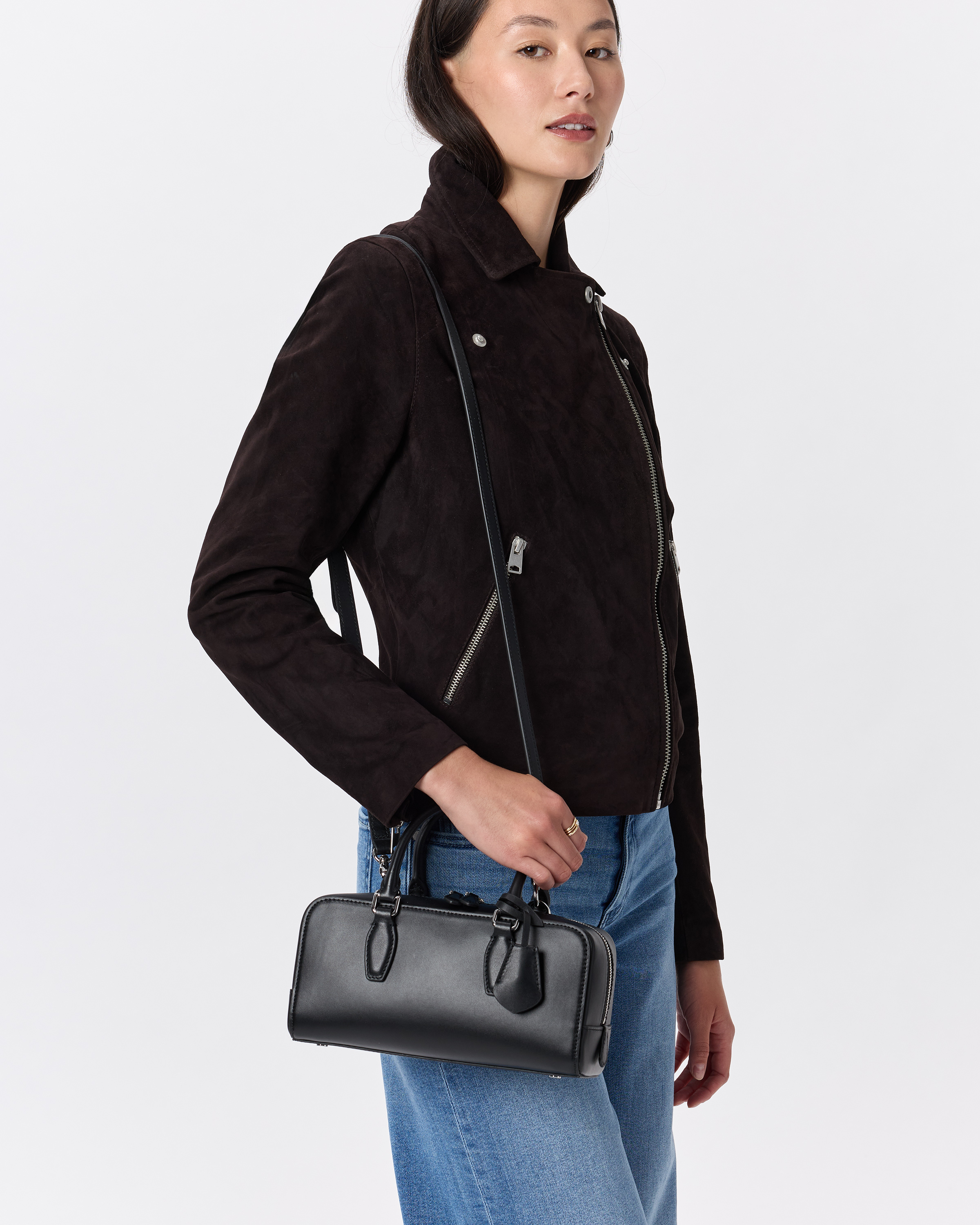 Italian Leather Mini Bowler Crossbody Satchel — Image 14
