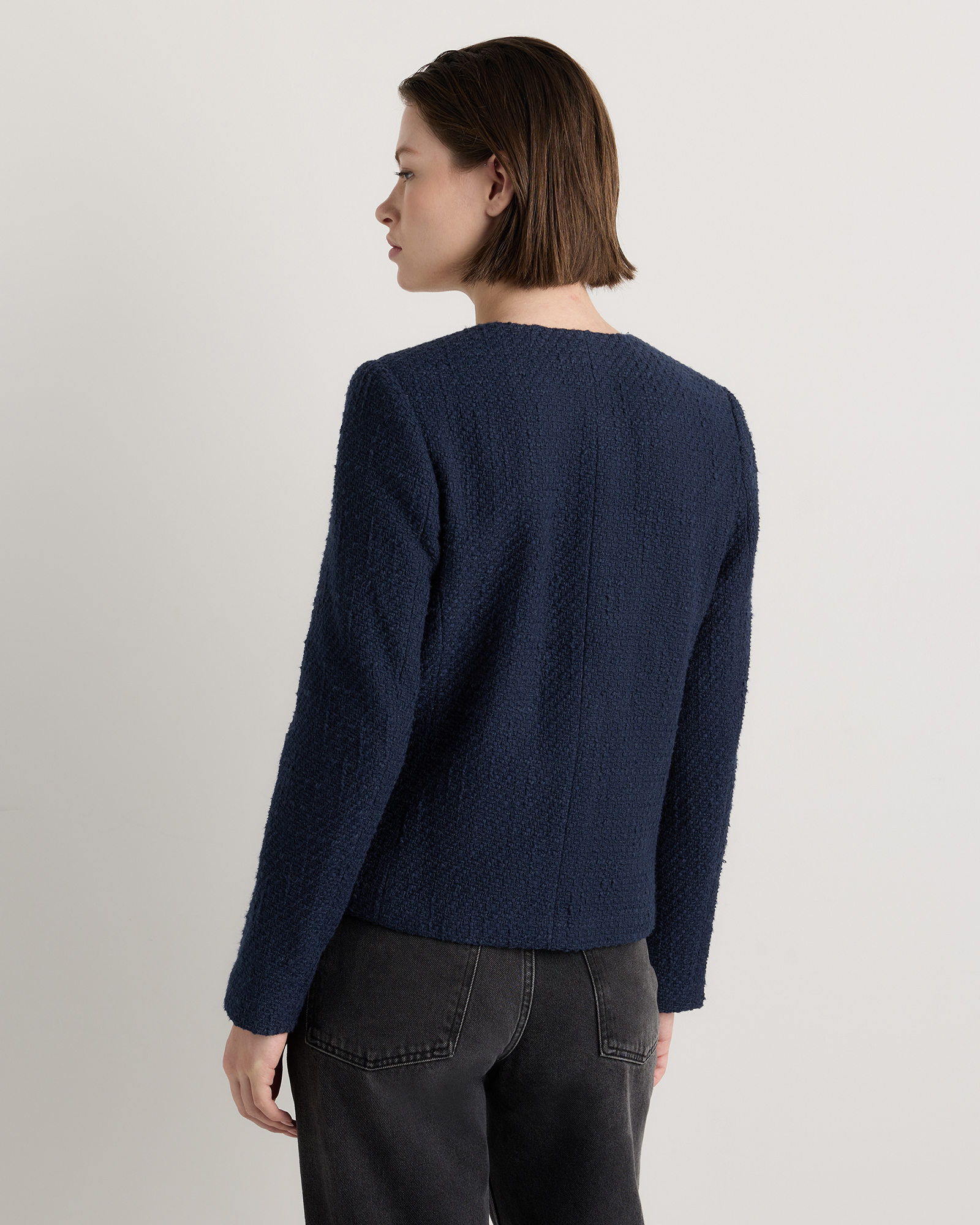 Tweed Collarless Jacket — Image 7