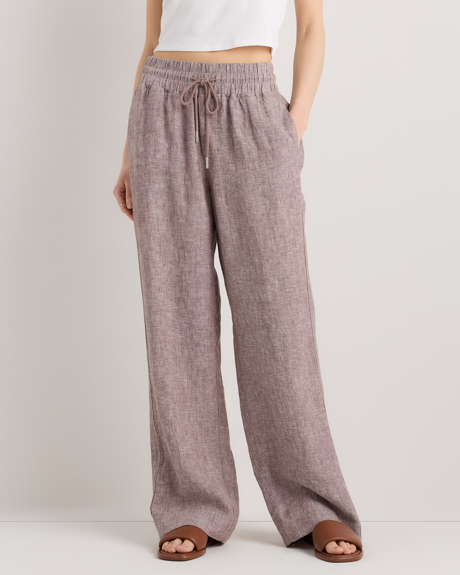 100% European Linen Wide Leg Pants — Image 55