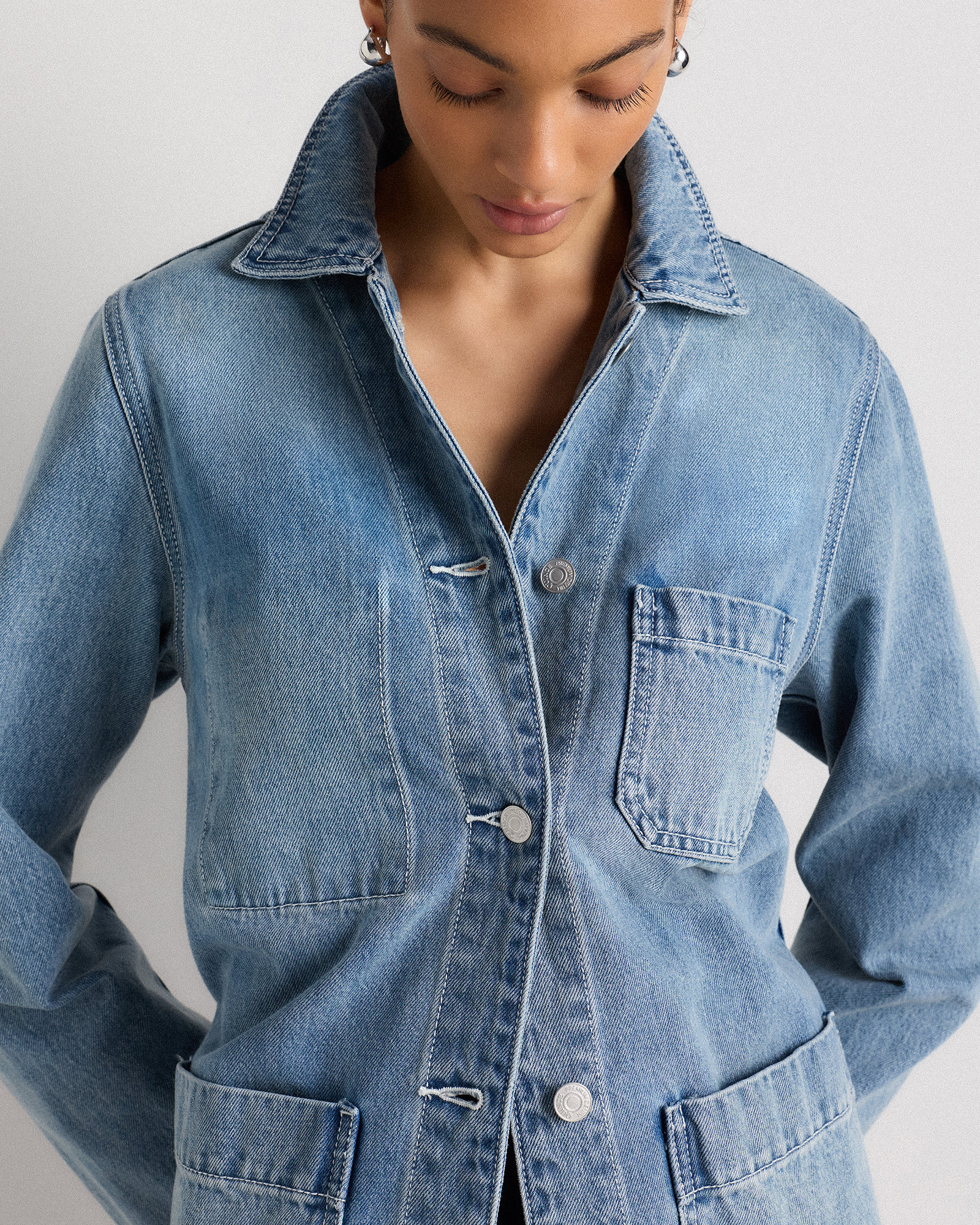 100% Organic Cotton Denim Chore Jacket — Image 4