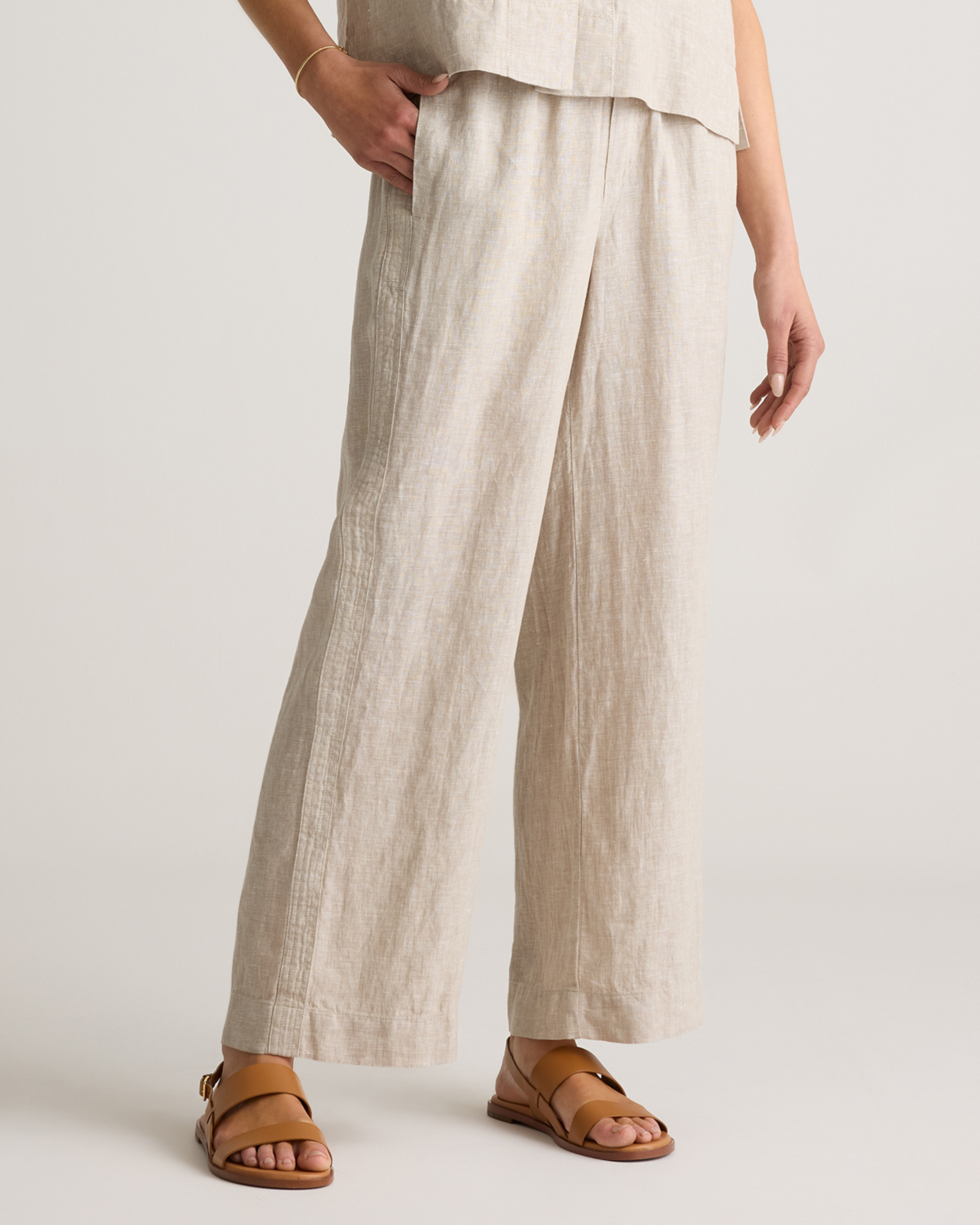 100% European Linen Wide Leg Pants — Image 46