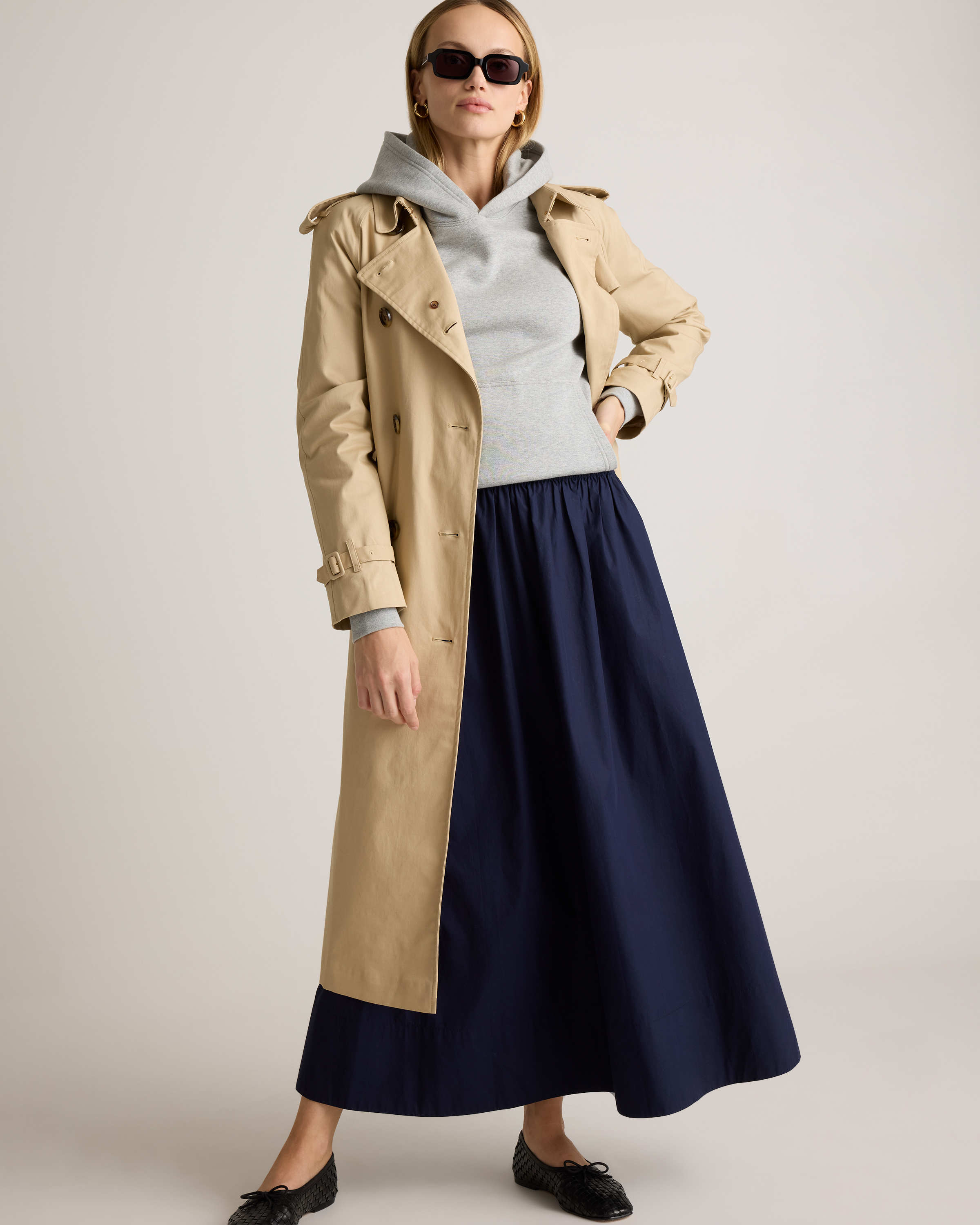 100% Organic Cotton Poplin A-line Maxi Skirt — Image 9