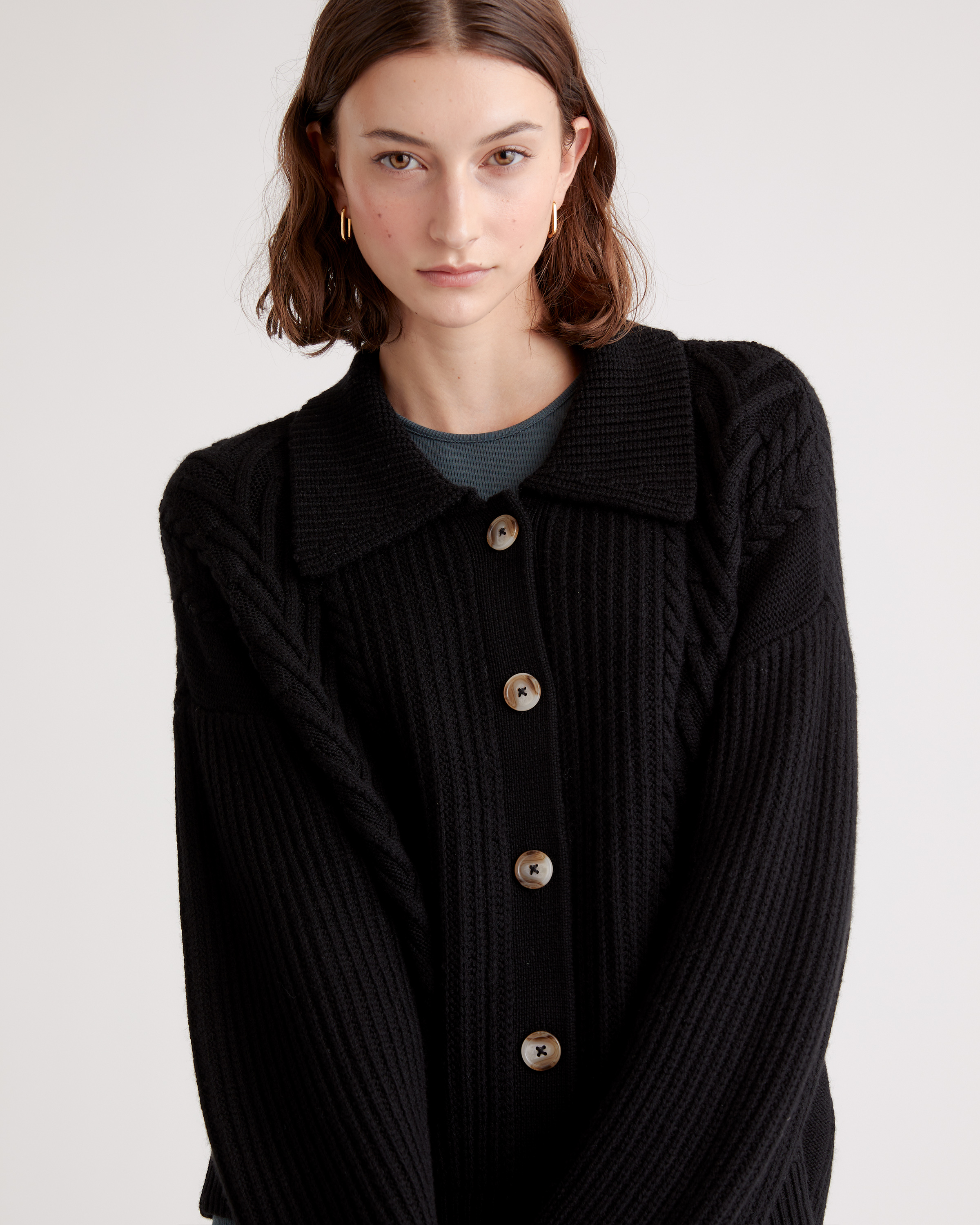 Australian Merino Wool Collared Cable Cardigan — Image 11