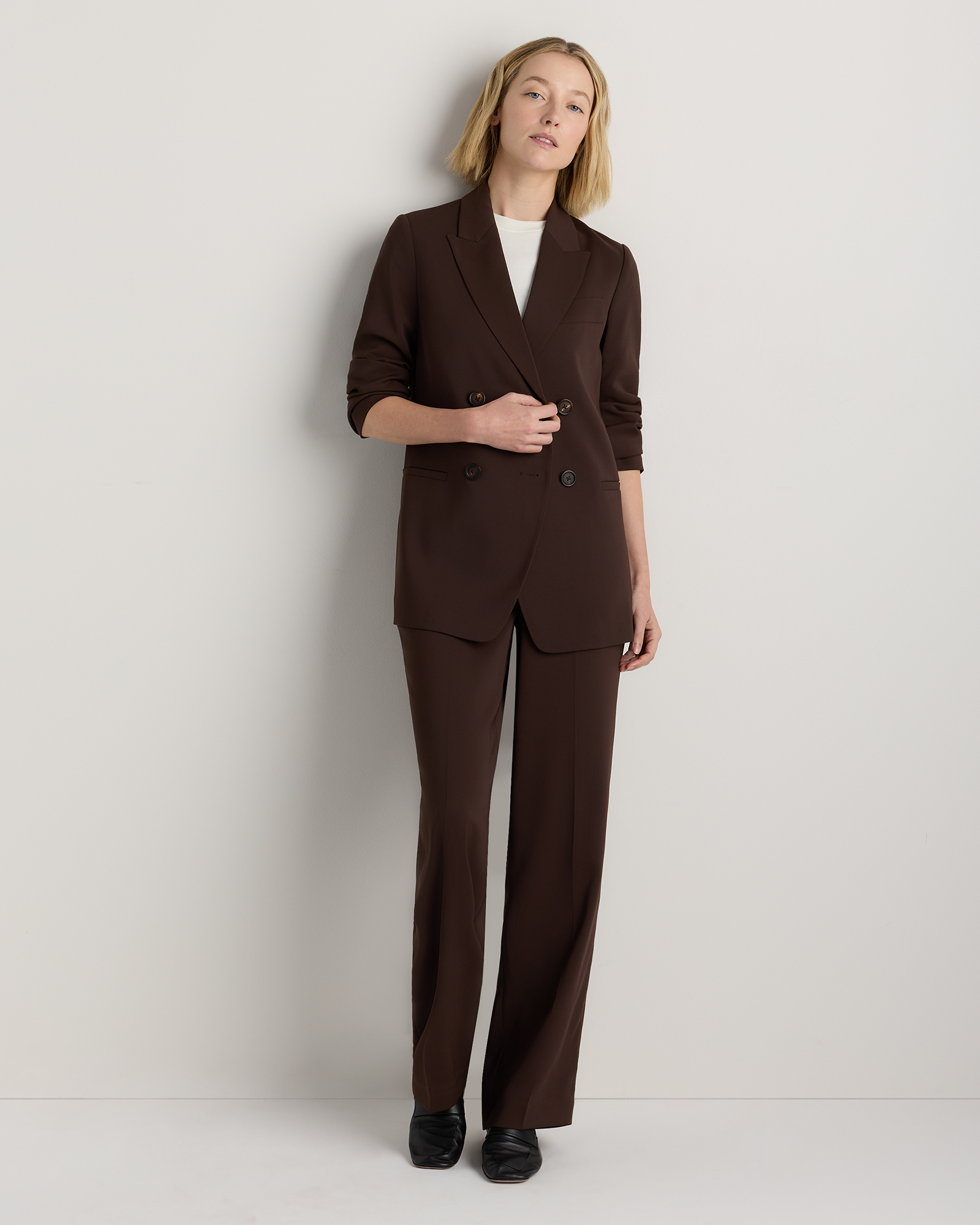 Stretch Crepe Relaxed Double-Breasted Blazer — Image 41
