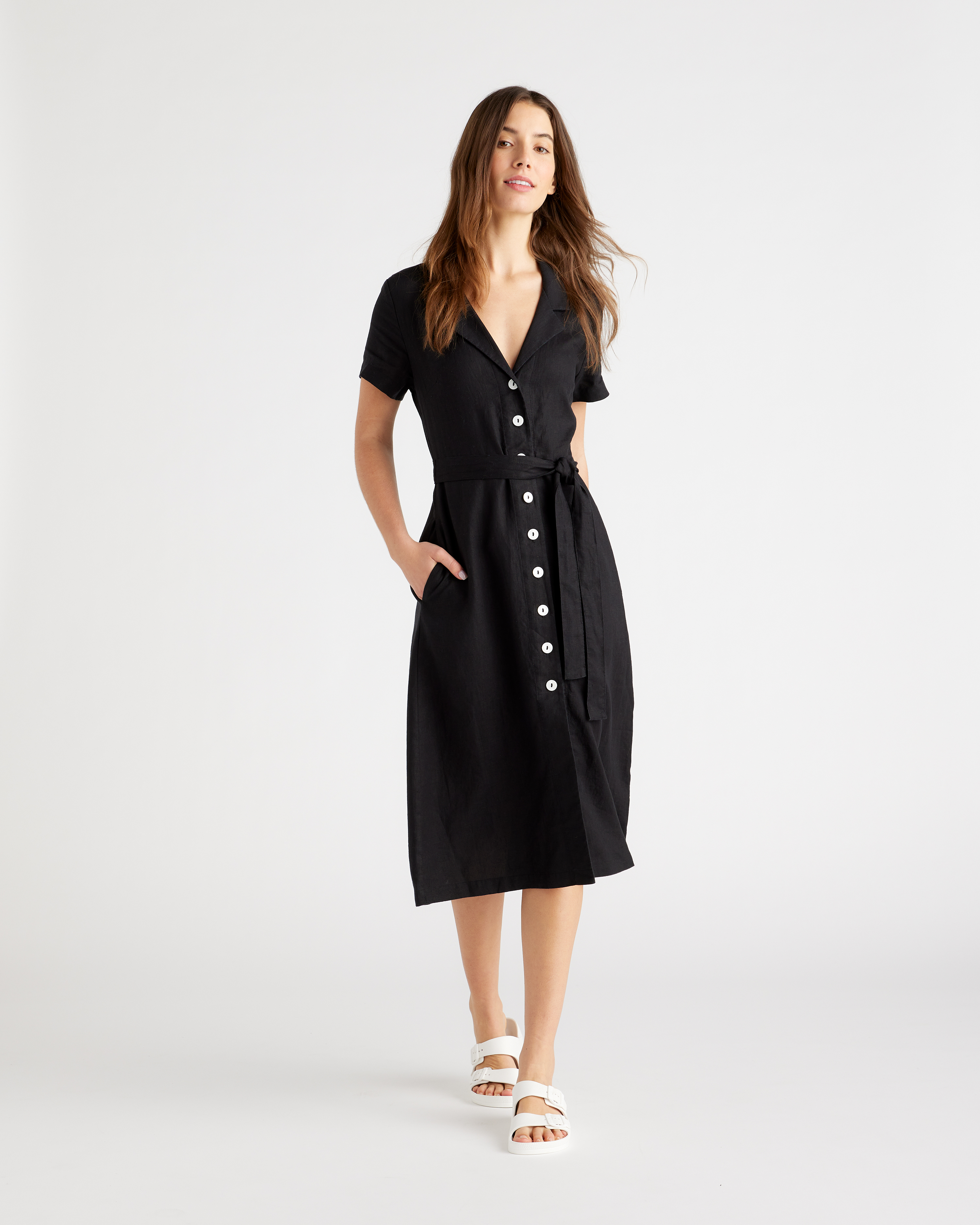 100% European Linen Button Front Dress — Image 16