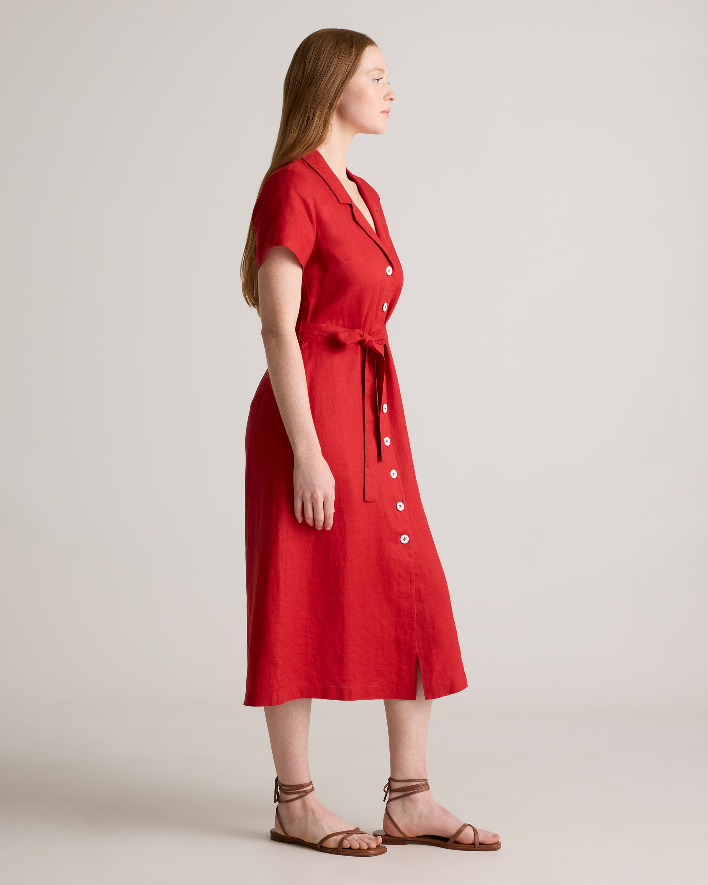 100% European Linen Button Front Dress — Image 60