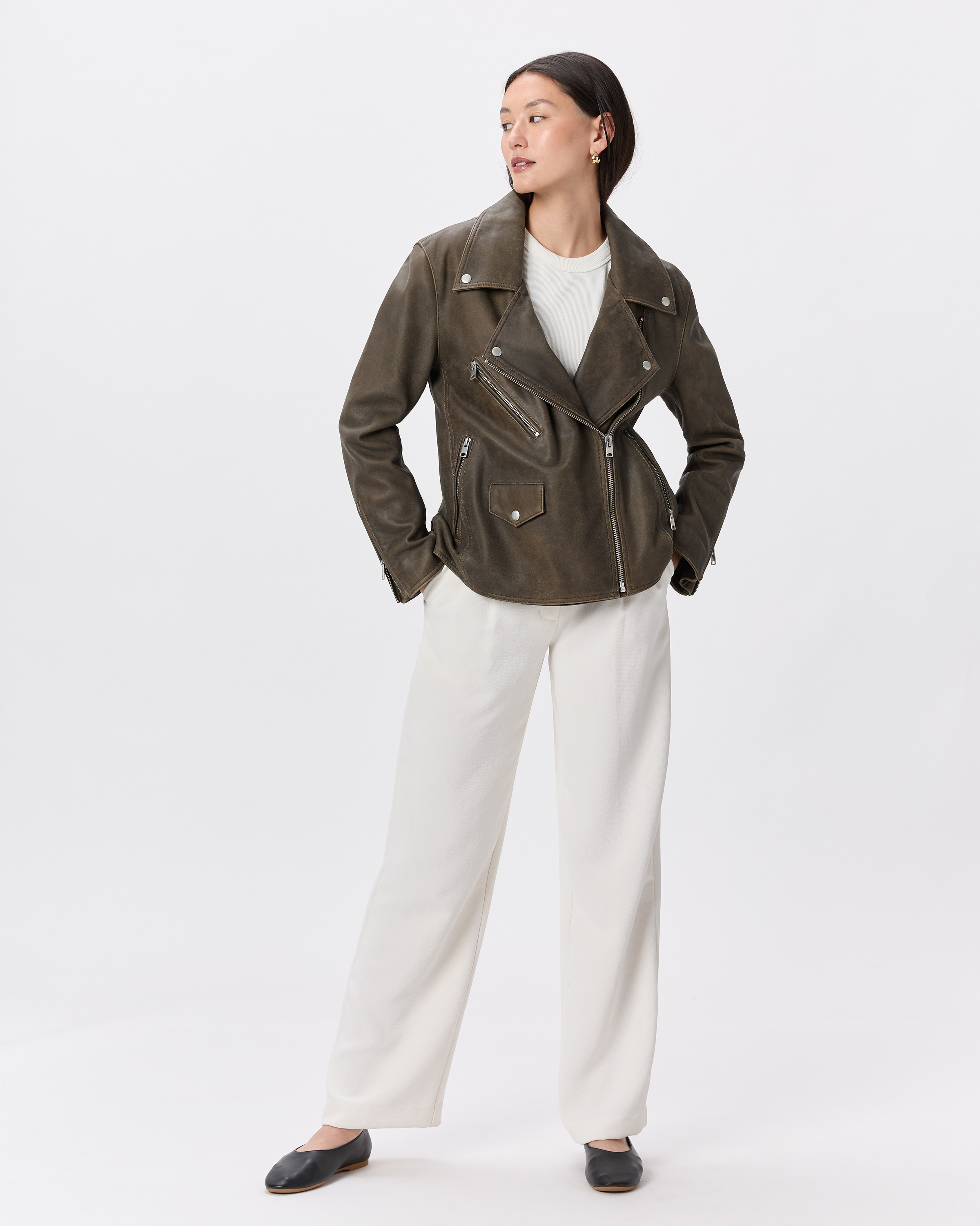 100% Leather Oversized Biker Jacket — Image 43