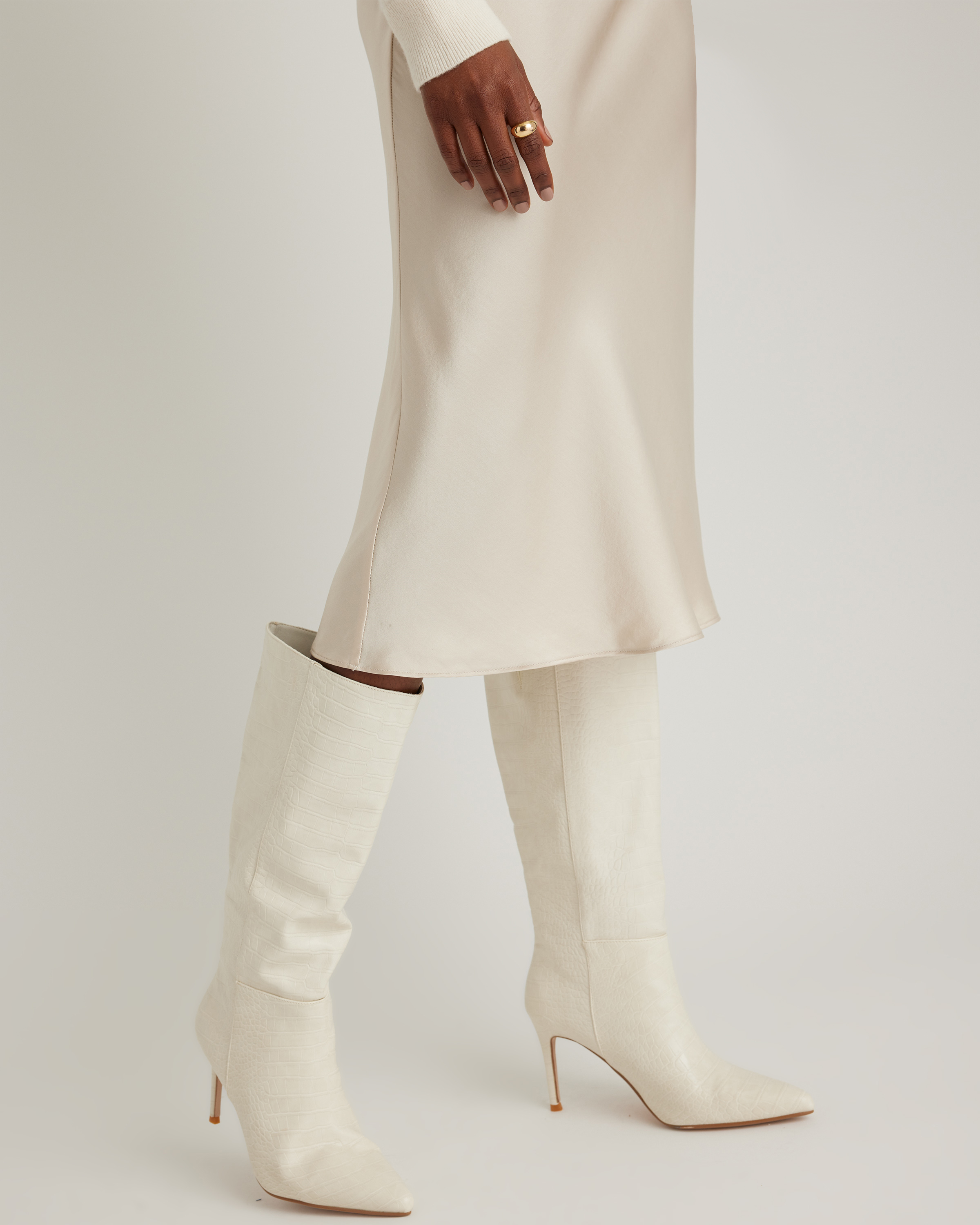 forest-green 100% Washable Silk Skirt — Image 77