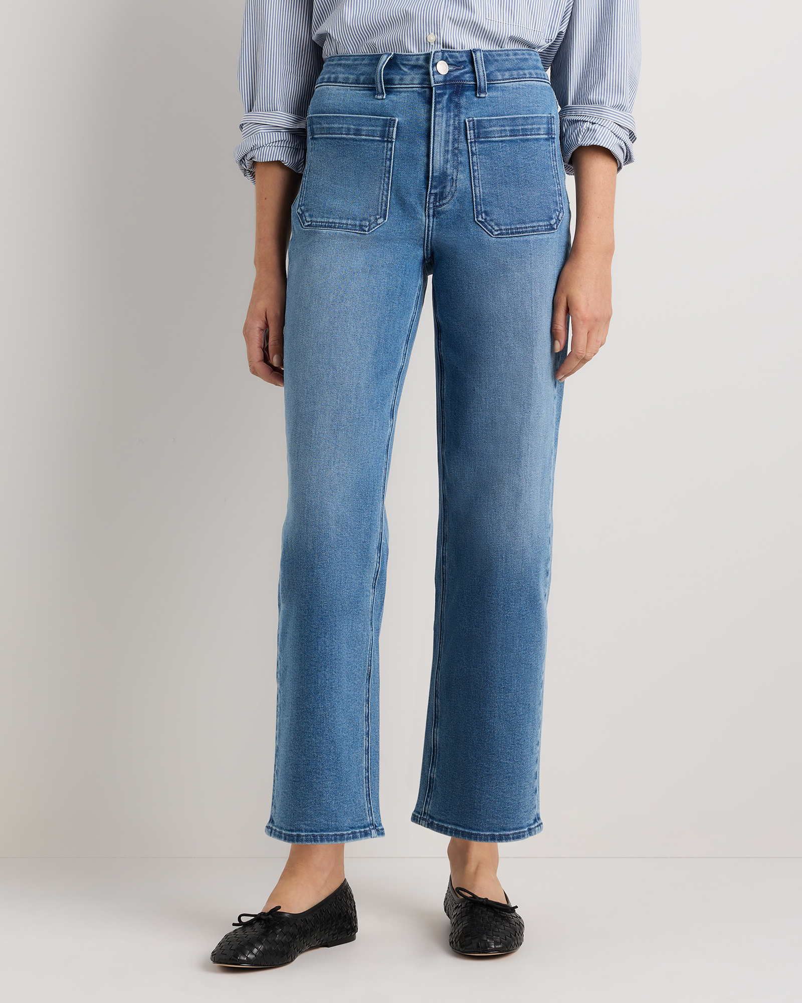Bella Stretch Patch Pocket Wide Leg Jeans — Image 29