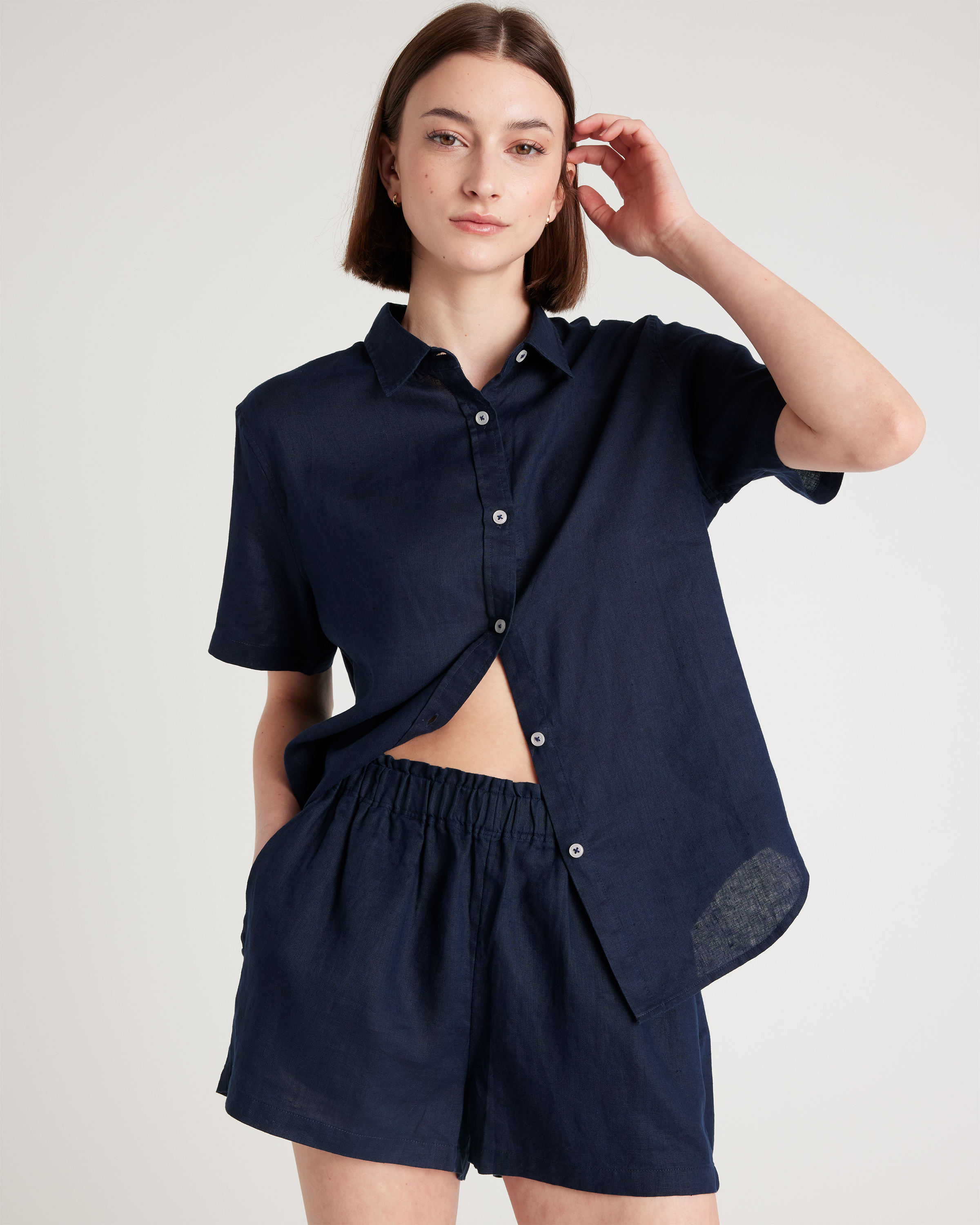 100% European Linen Shorts Pajama Set — Image 9