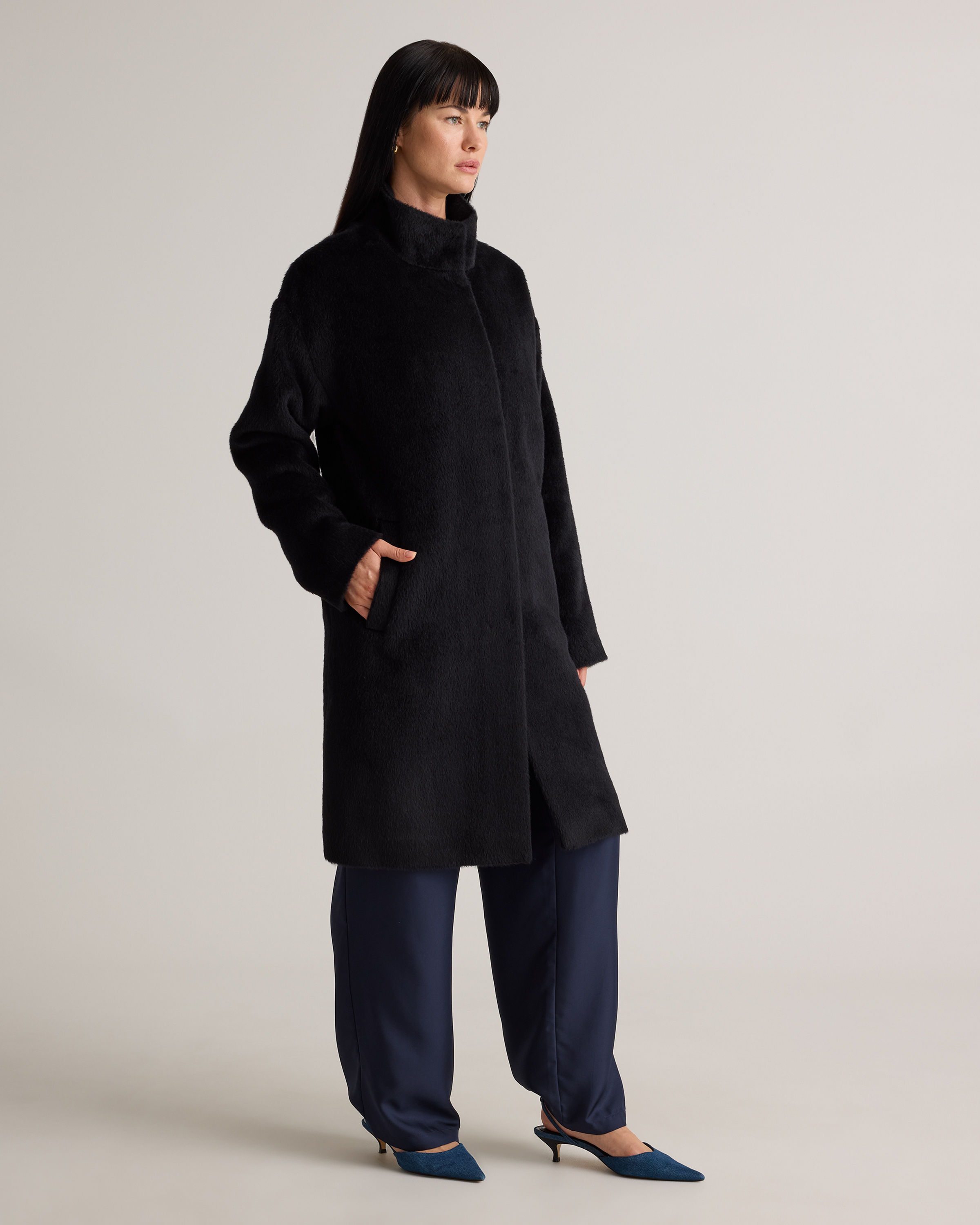 Alpaca-Wool Stand Collar Coat — Image 17