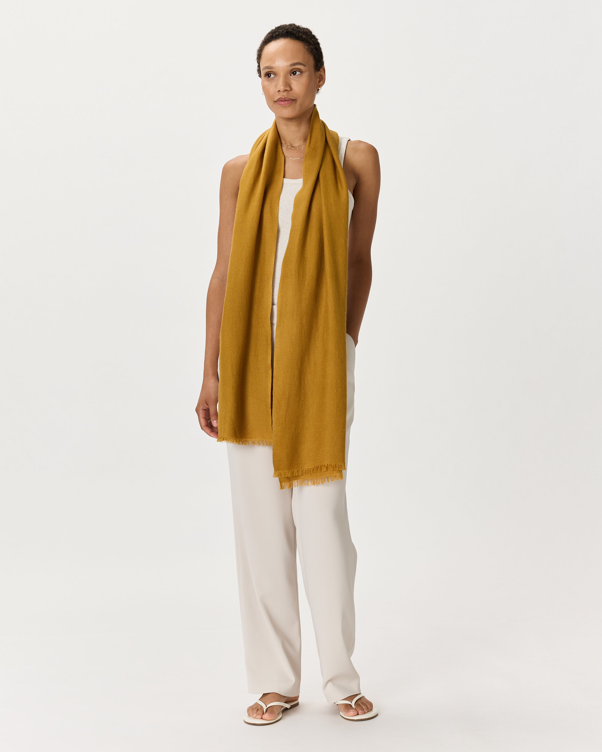 Featherweight Cashmere Silk Frayed Edge Scarf — Image 39