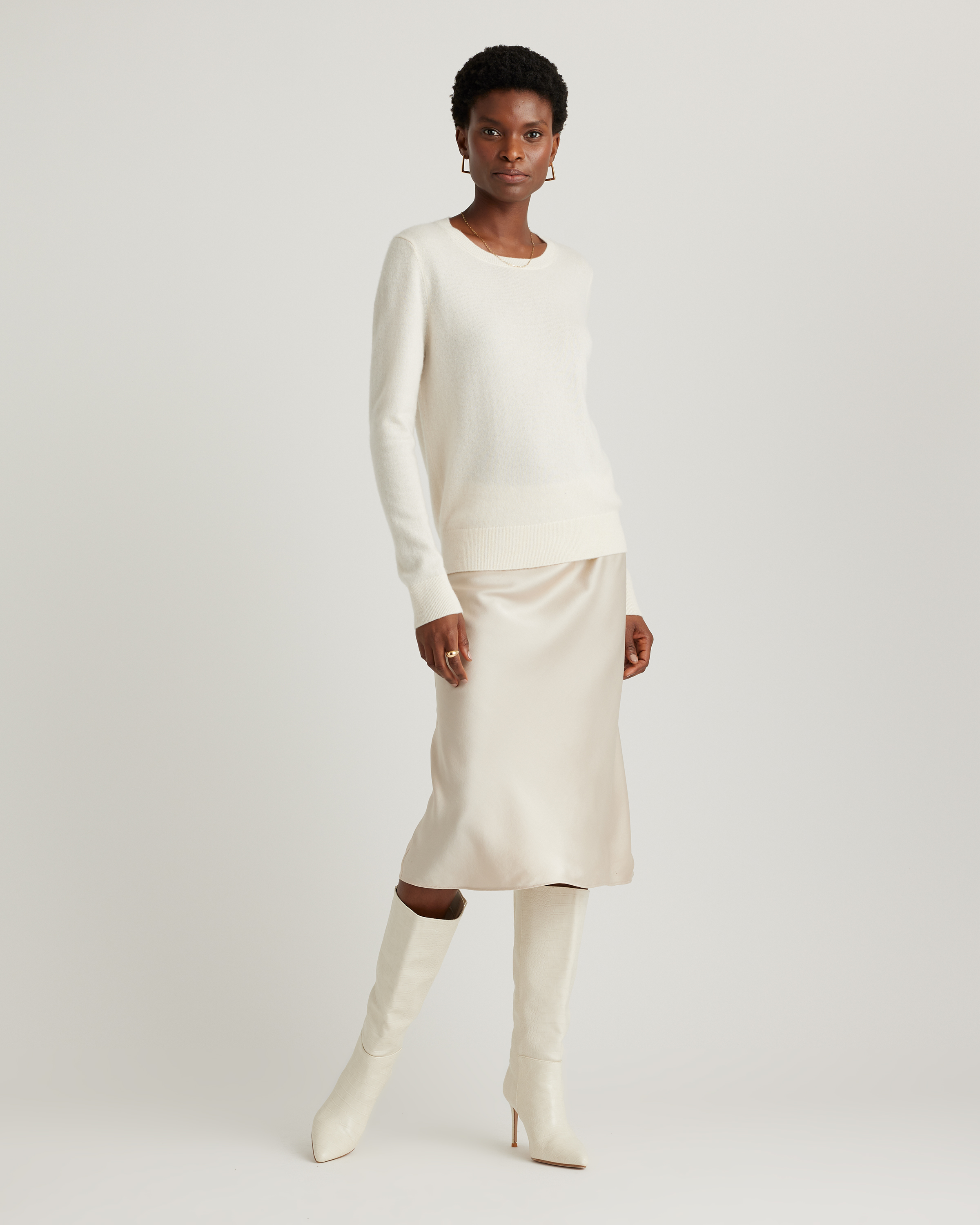 forest-green 100% Washable Silk Skirt — Image 57