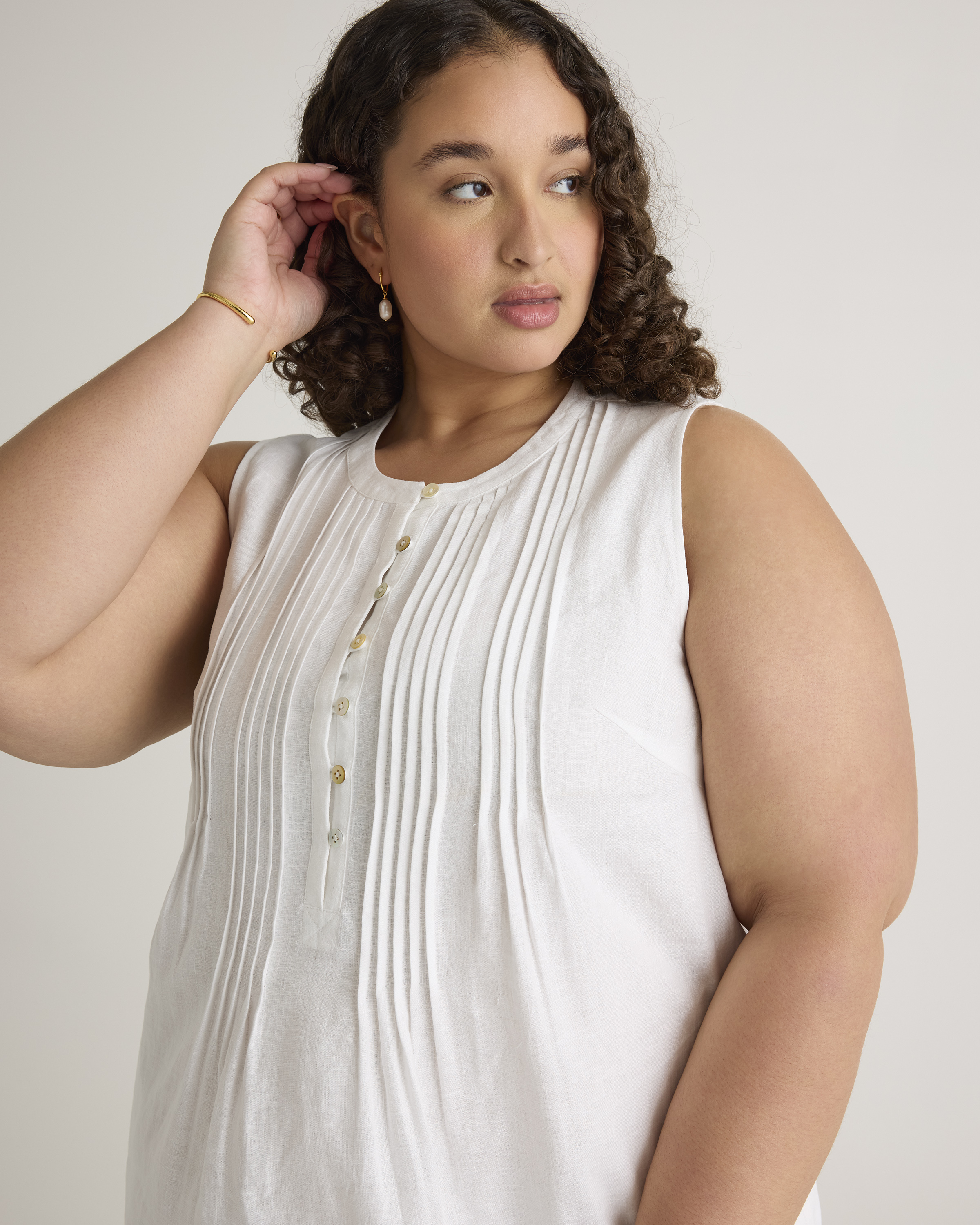 100% European Linen Sleeveless Swing Dress — Image 8