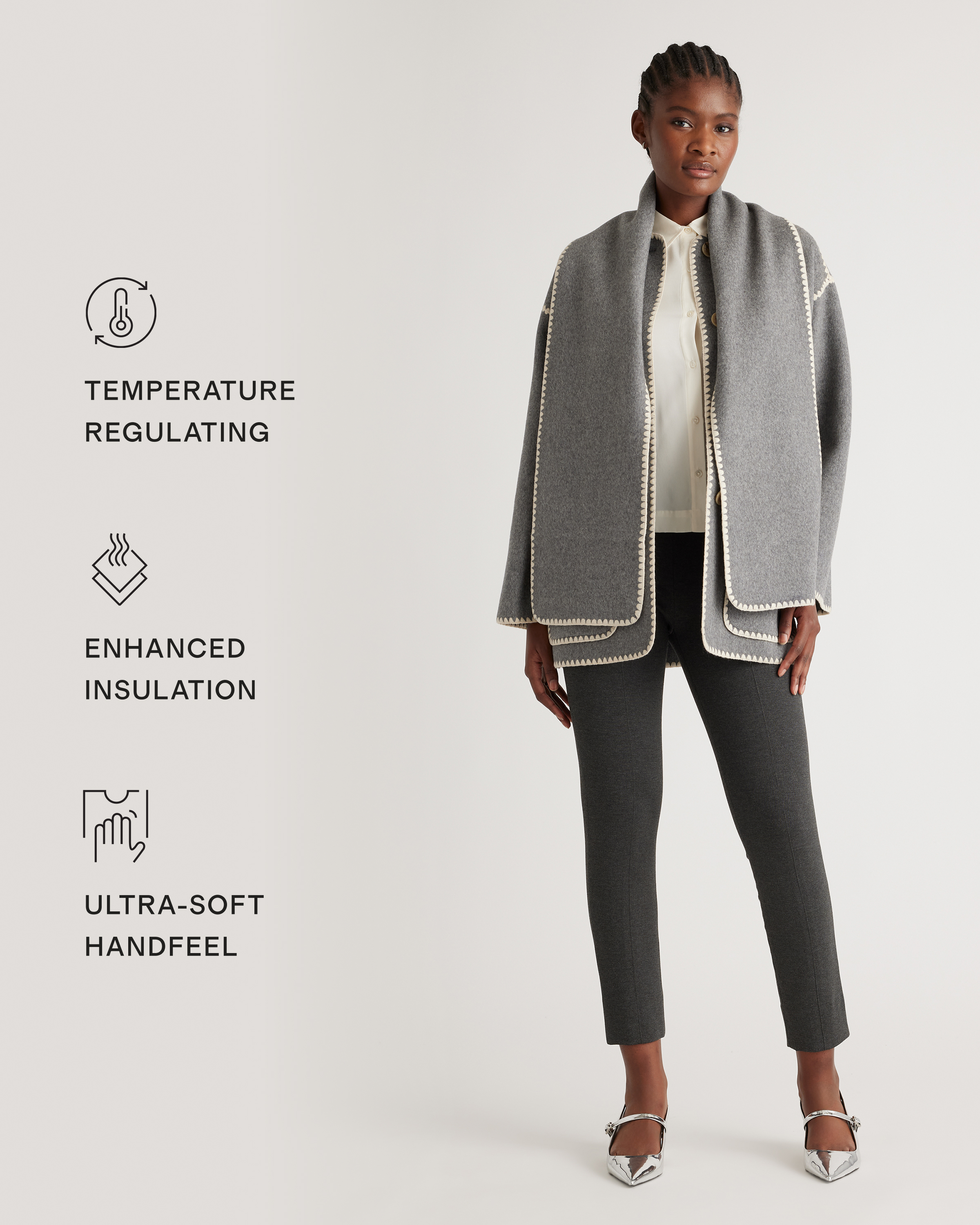 Double-Faced Merino Wool Scarf Coat — Image 17