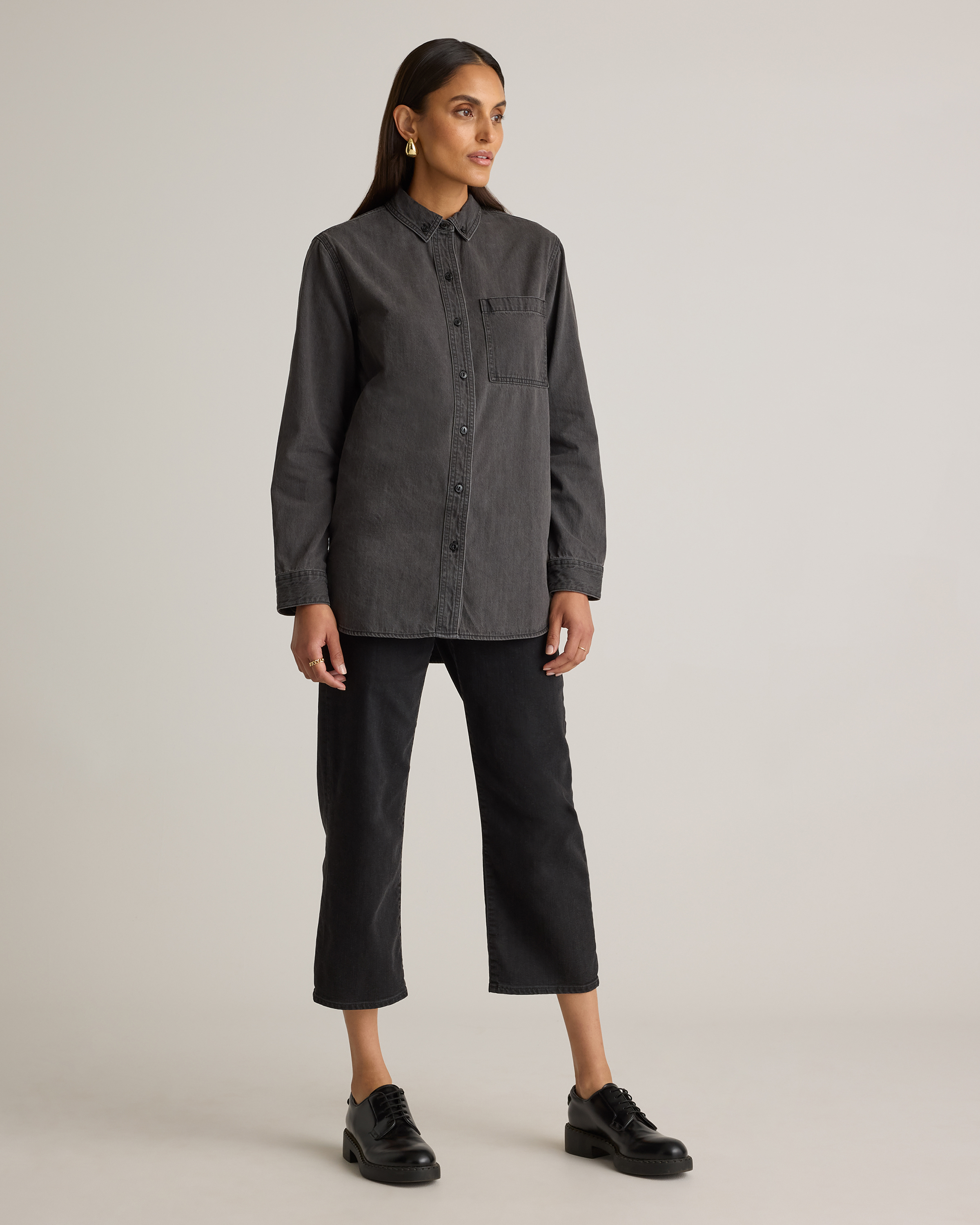 Distressed Denim Oversized Shirt — Image 9