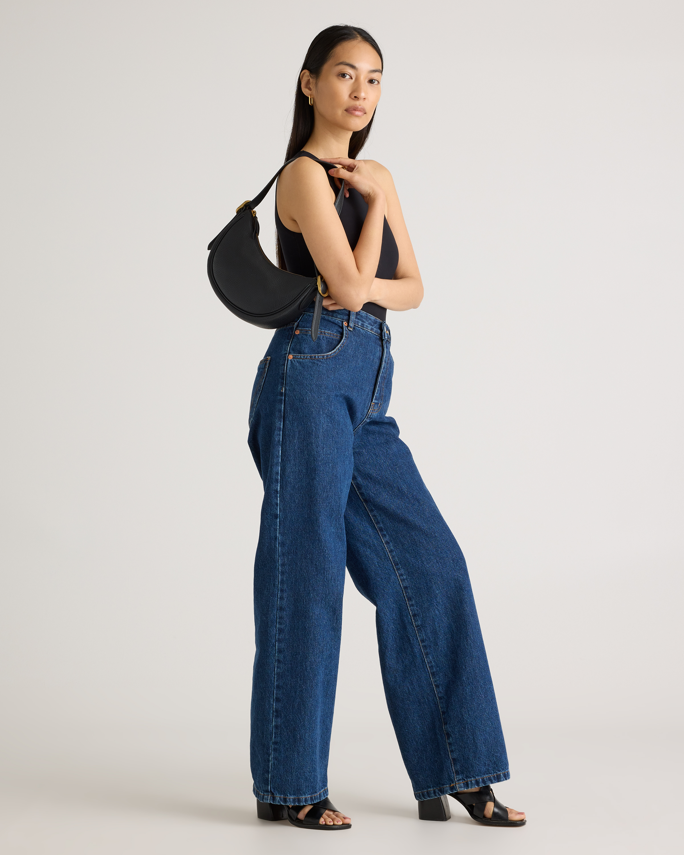 Italian Leather Mini Crescent Shoulder Bag — Image 4