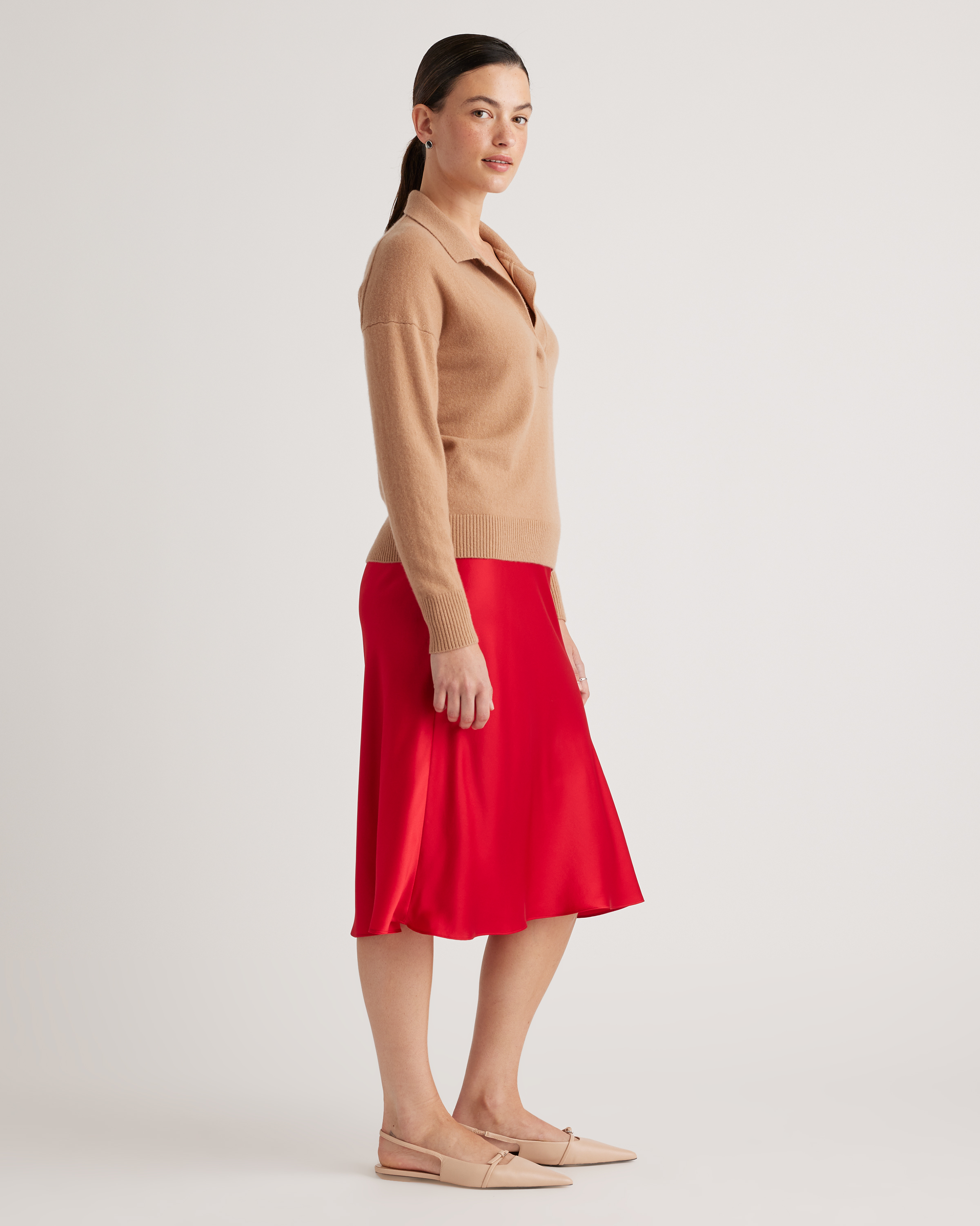 forest-green 100% Washable Silk Skirt — Image 54