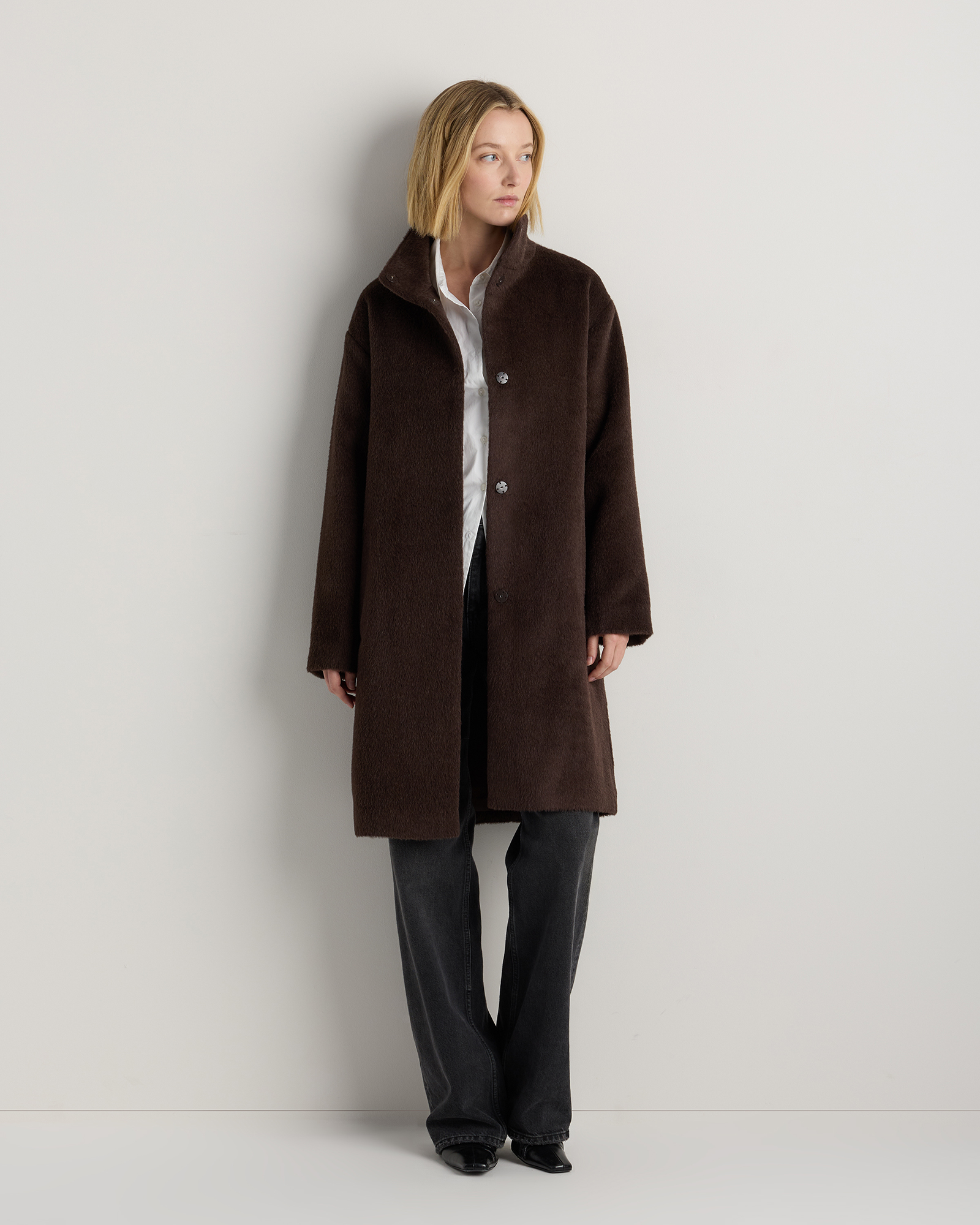 Alpaca-Wool Stand Collar Coat — Image 20