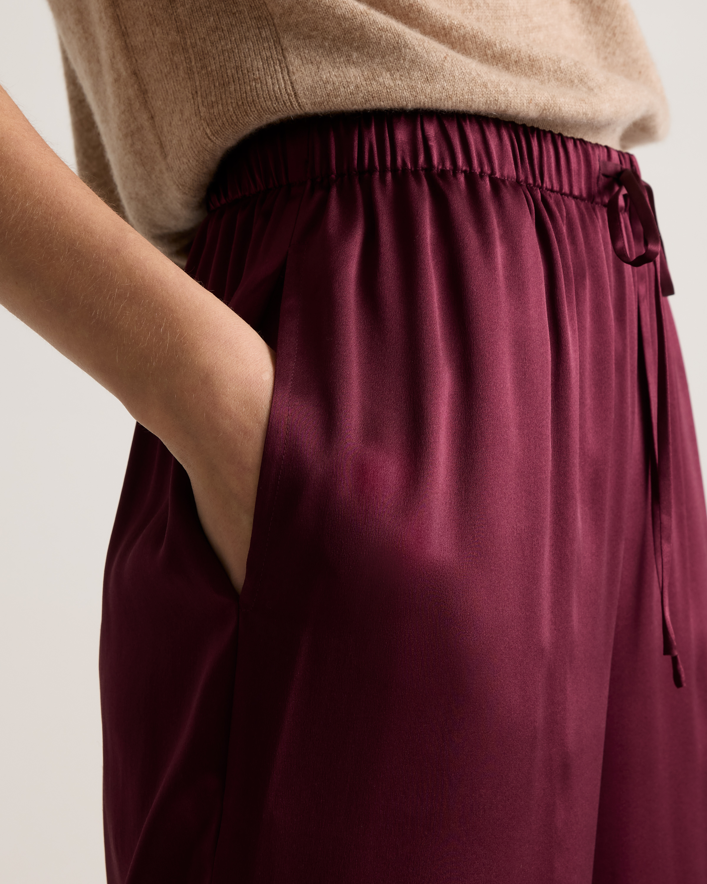 100% Washable Silk Drawstring Wide Leg Pants — Image 14