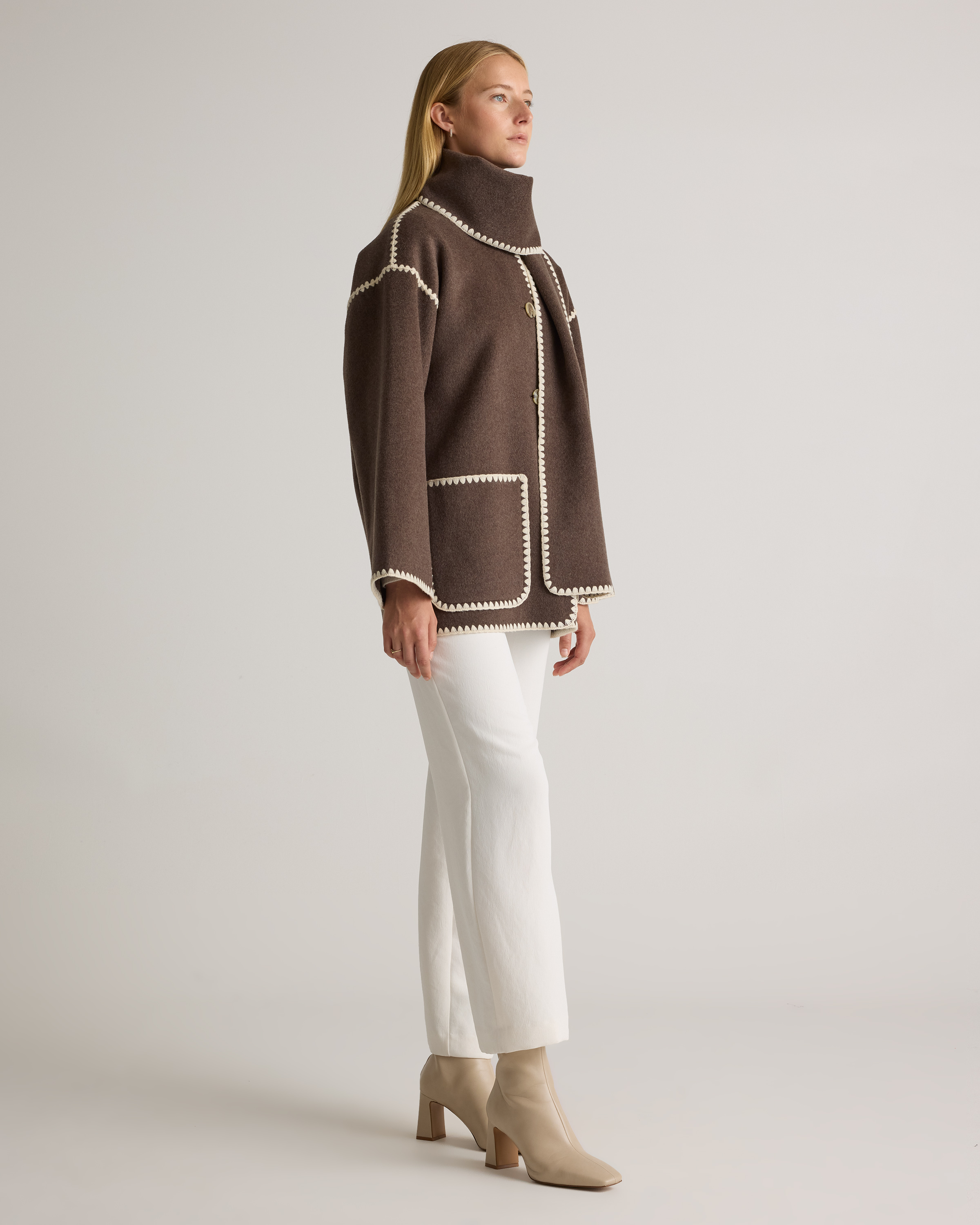 Double-Faced Merino Wool Scarf Coat — Image 32