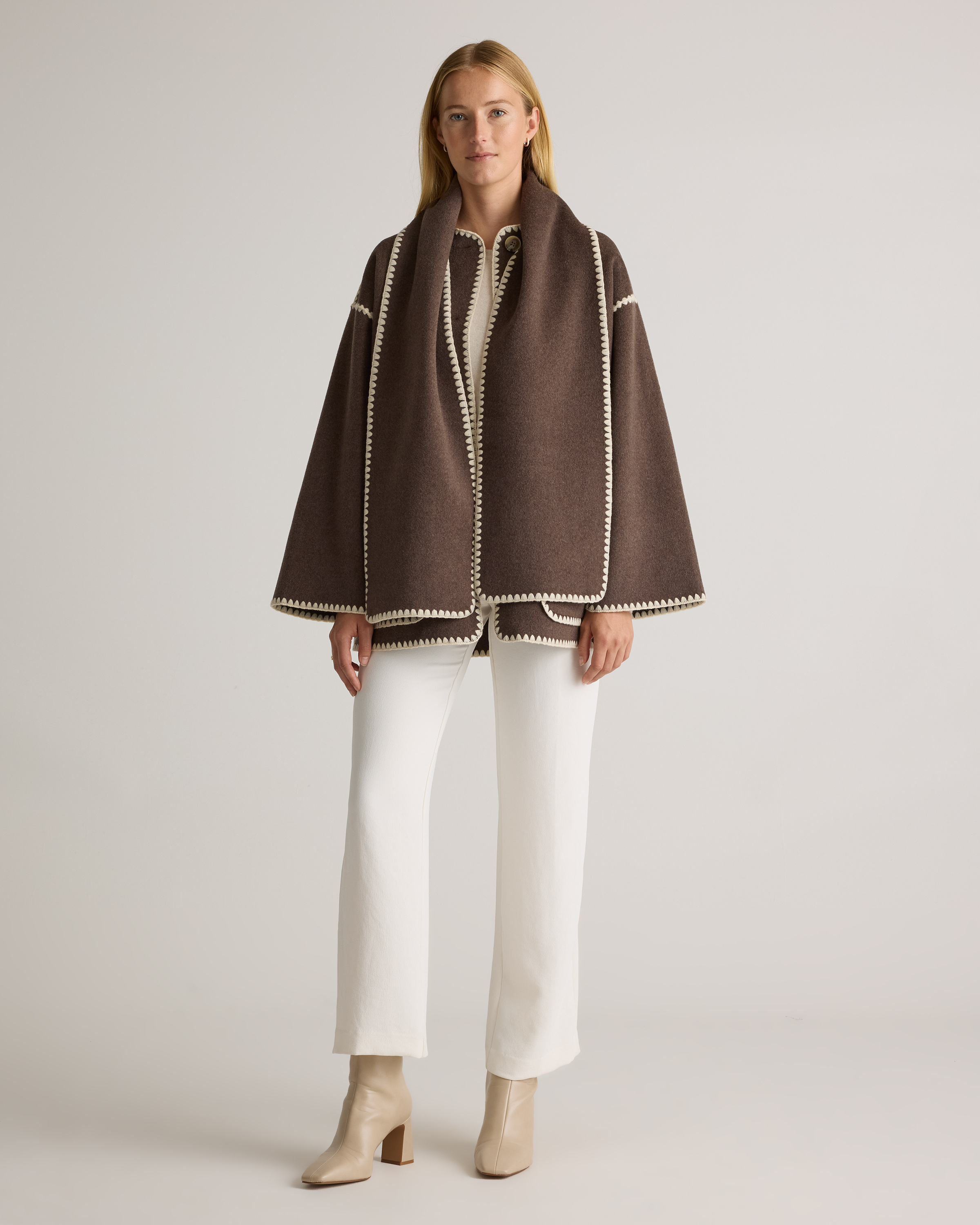 Double-Faced Merino Wool Scarf Coat — Image 31