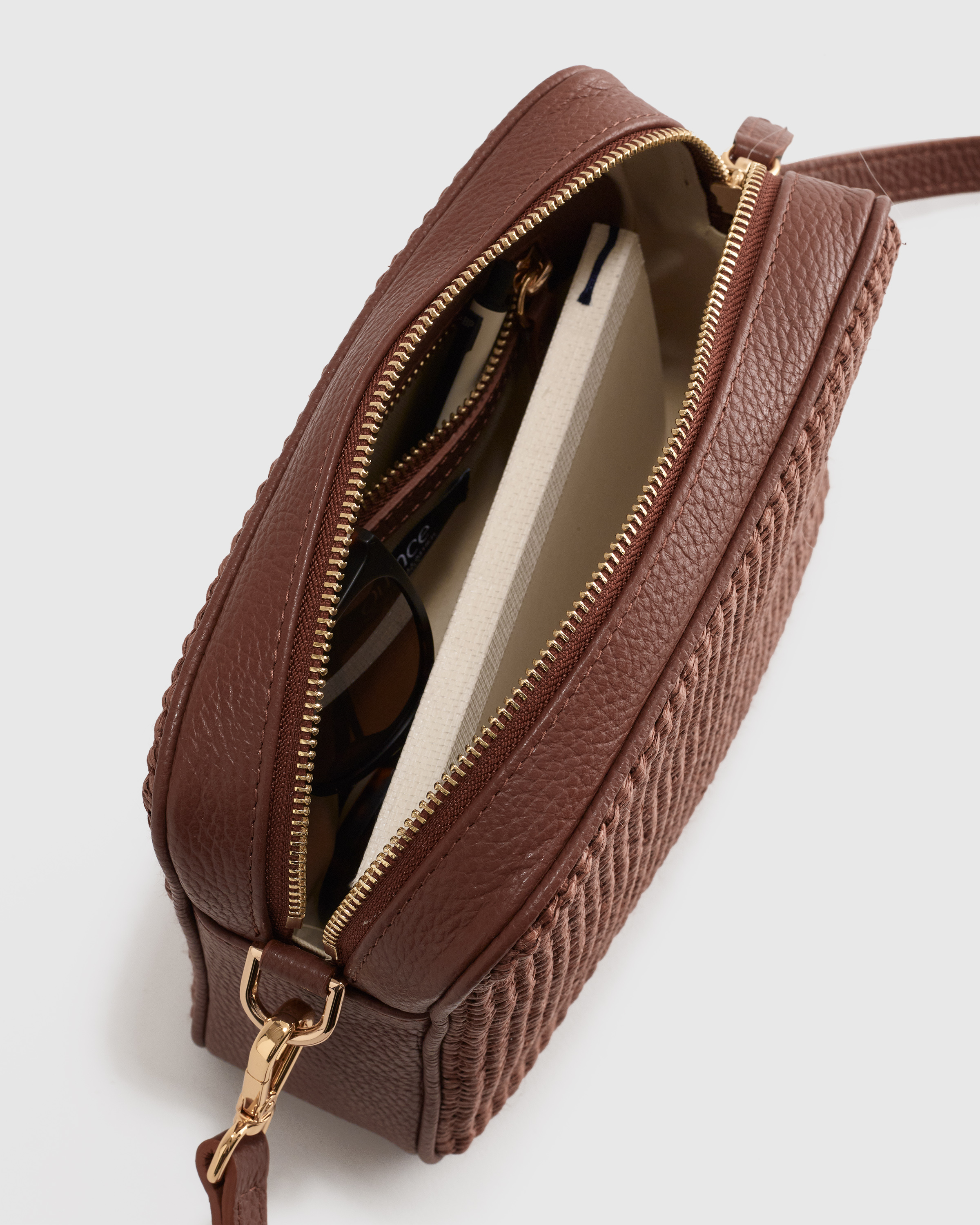Italian Leather & Raffia Crossbody — Image 9
